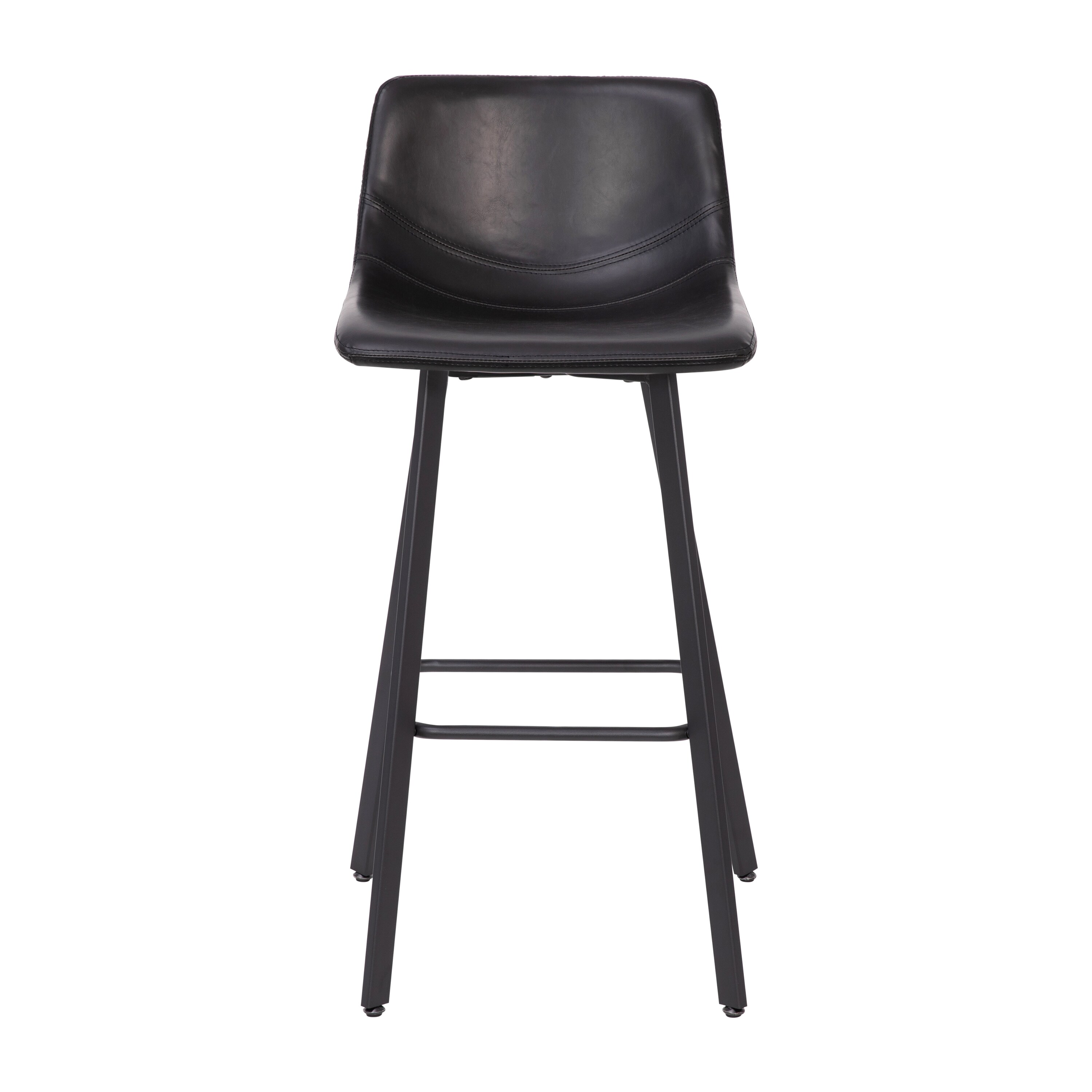 Black Faux Leather and Metal Counter Stool Set