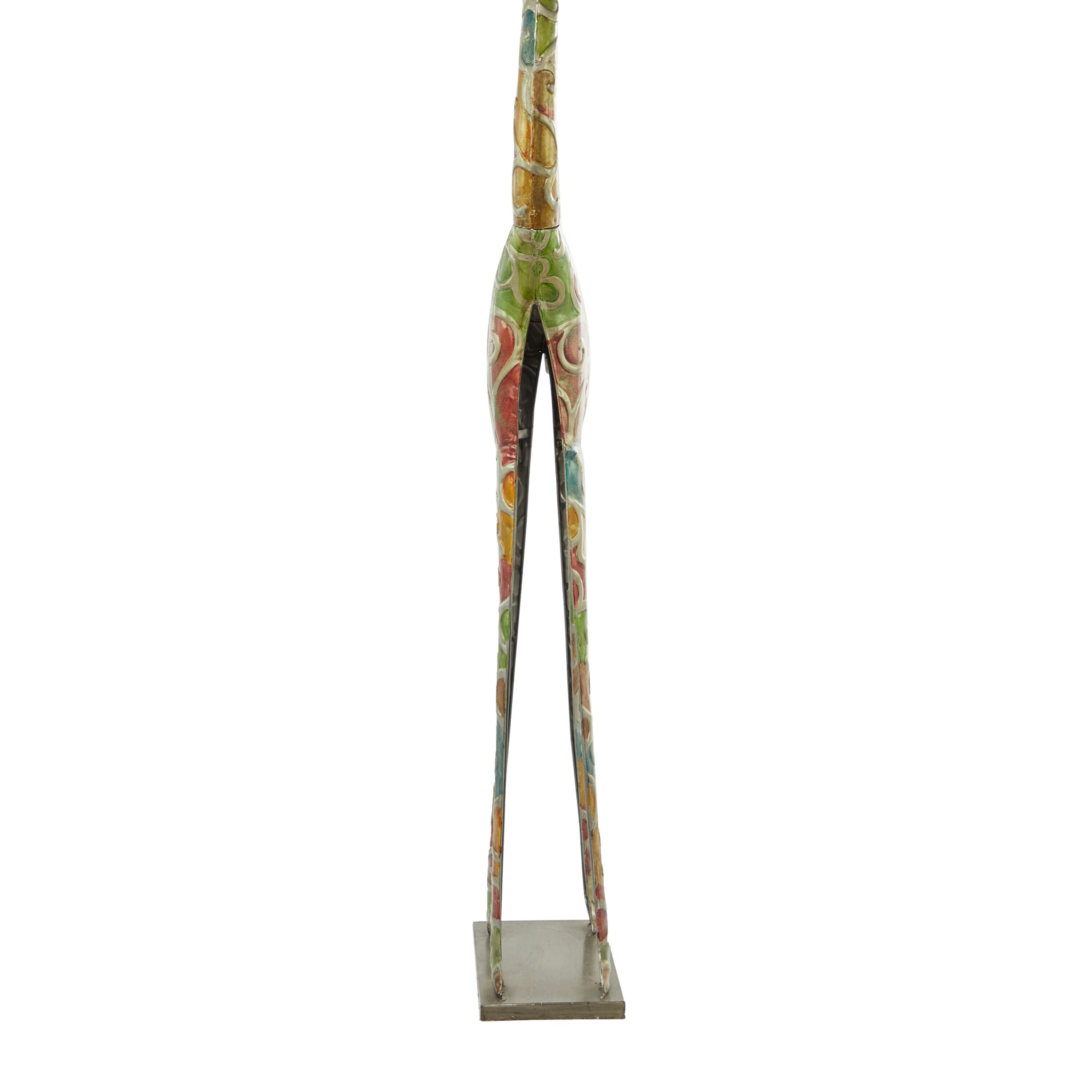 Extra Large Multicolor Metal Giraffe Sculpture with Embossed Detailing