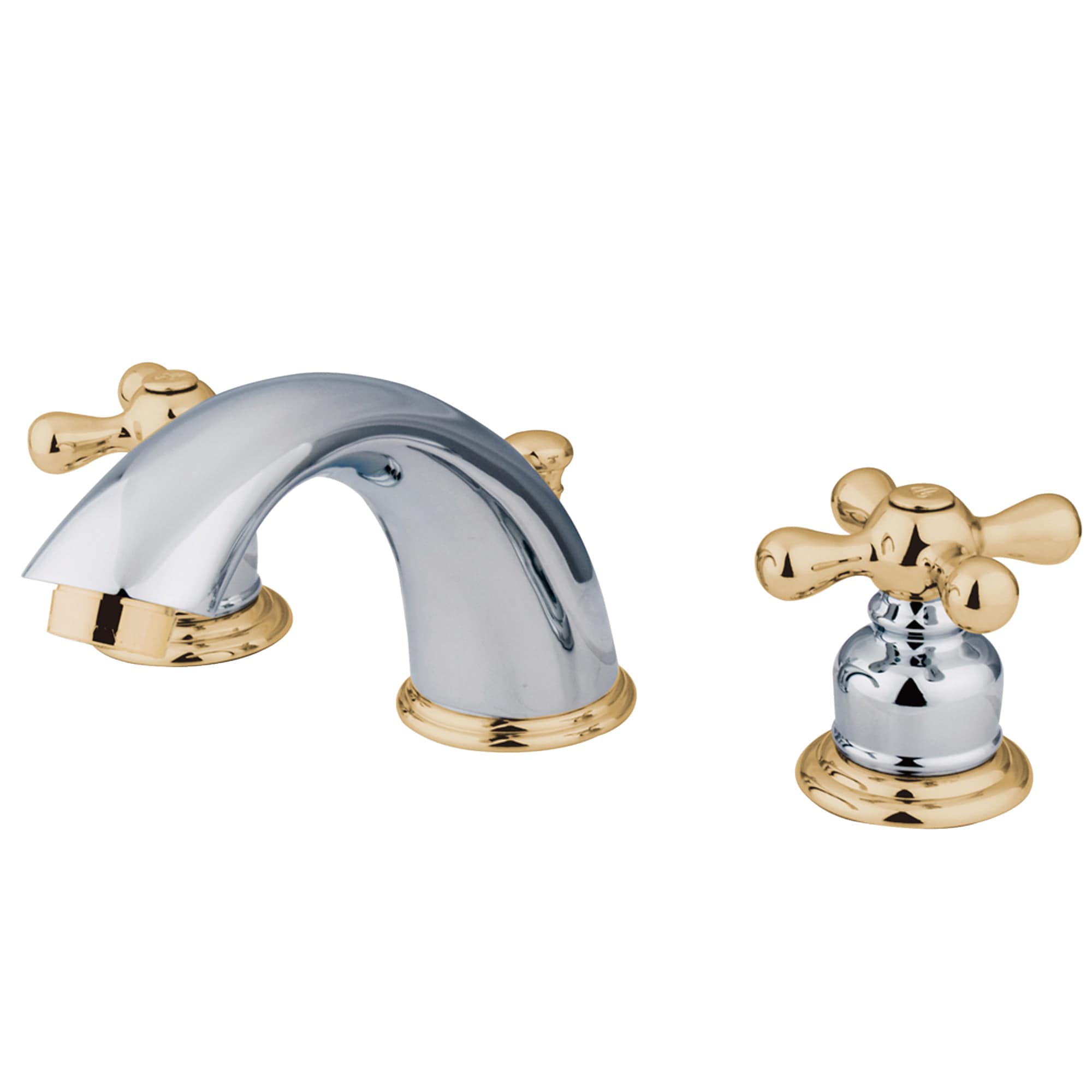 Elements of Design EB974X Chrome/polished brass Widespread 2-handle Mid-arc Residential Handle Bathroom Sink Faucet with Drain