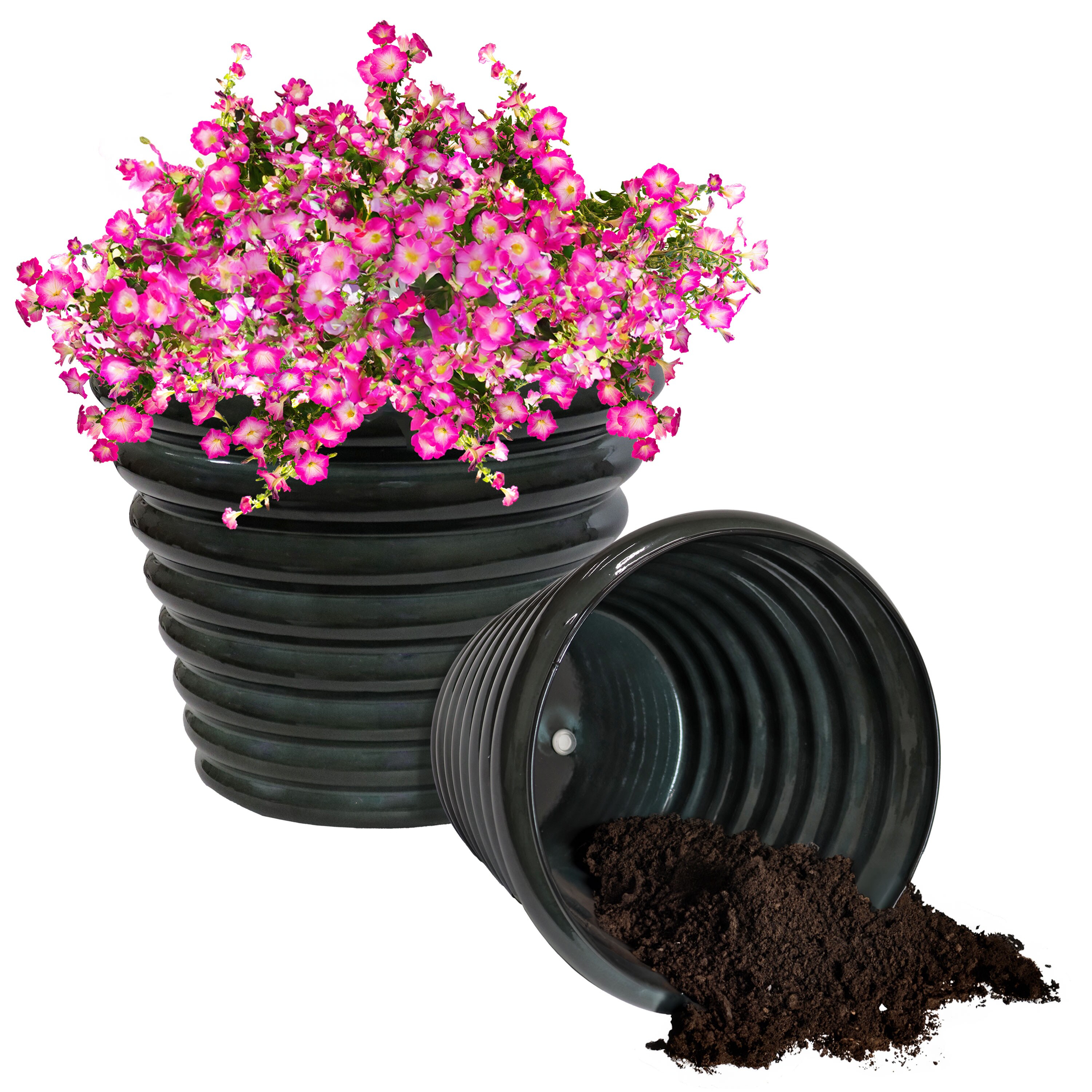 Molly 12.5" Juniper Glaze Metal Planter Set of 2