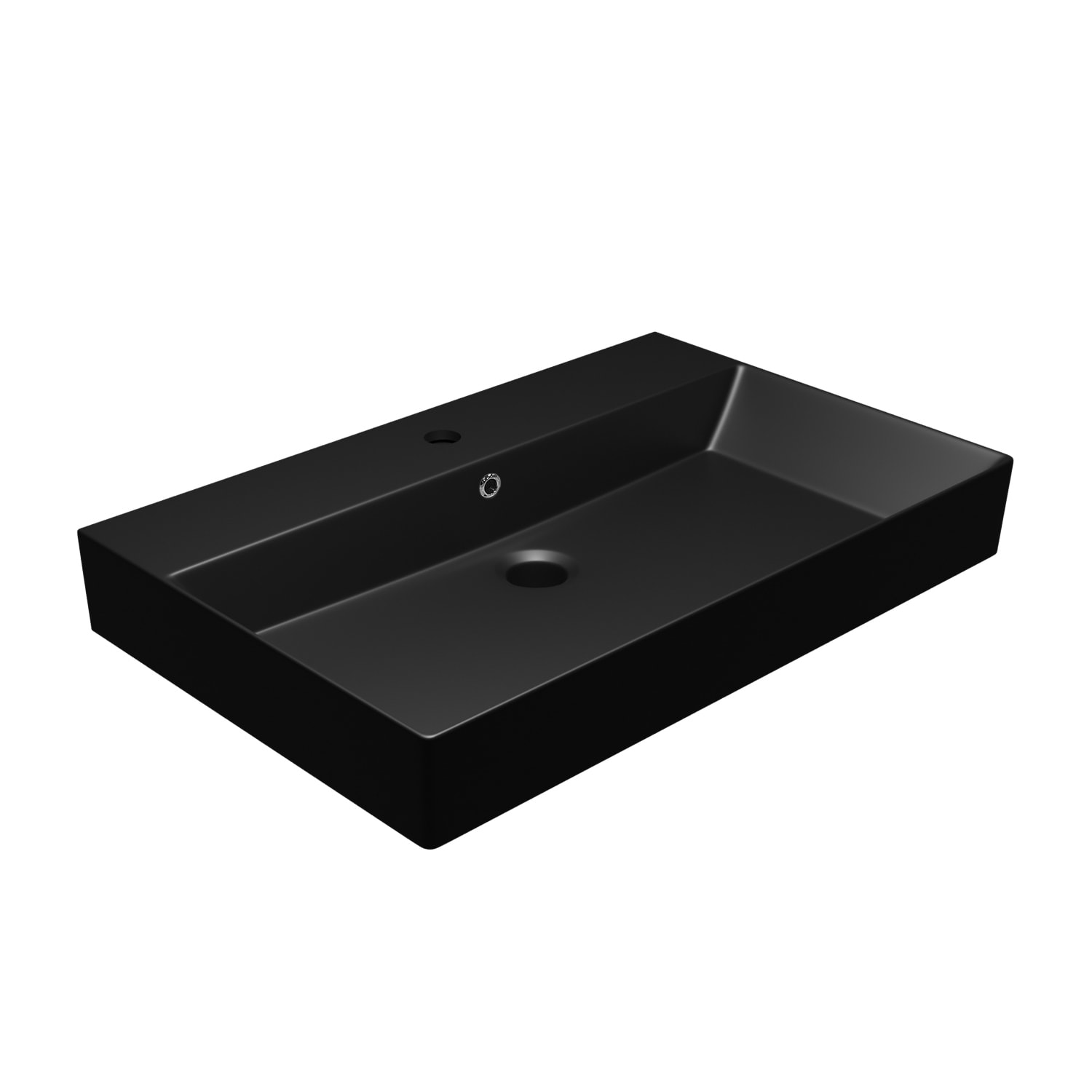 WS Bath Collections ENERGY 70.01 BM Energy Ceramic 17.7-in Wall-mount Rectangular Modern Matte Black Bathroom Sink