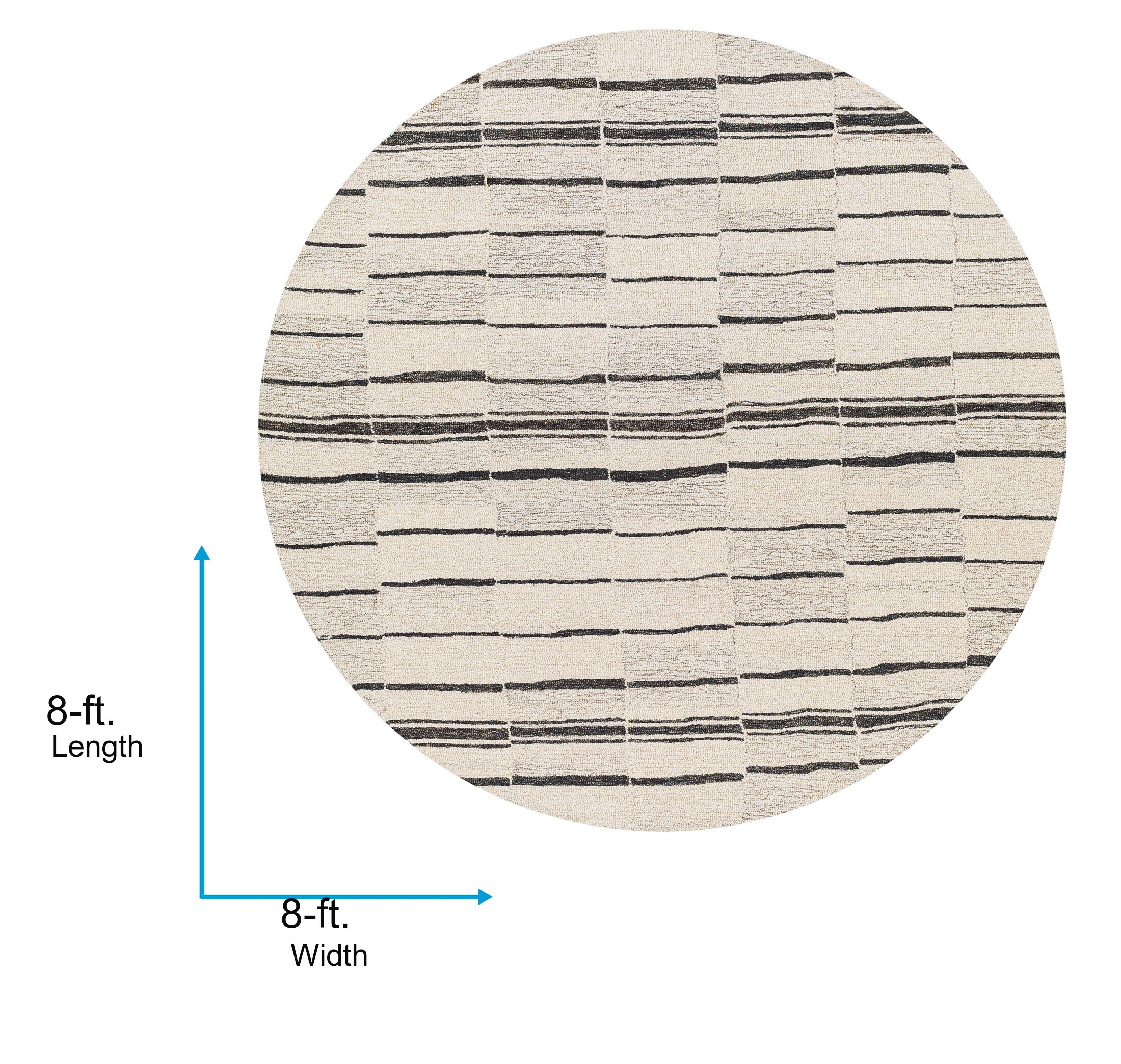 Elegant Hand-Tufted Black Wool Round 8' Rug