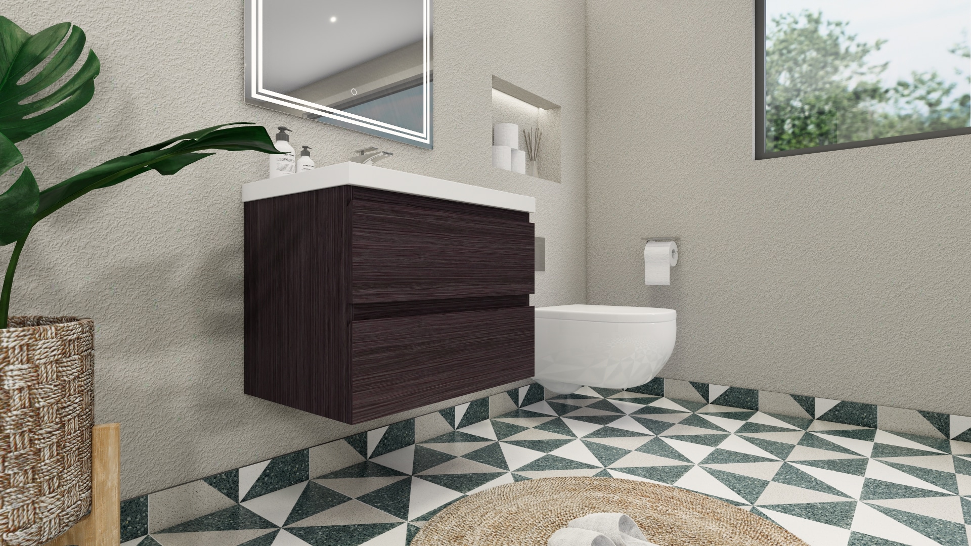 Moreno Bath Moreno Bohemia 30in Dark Gray Oak Single Sink Floating