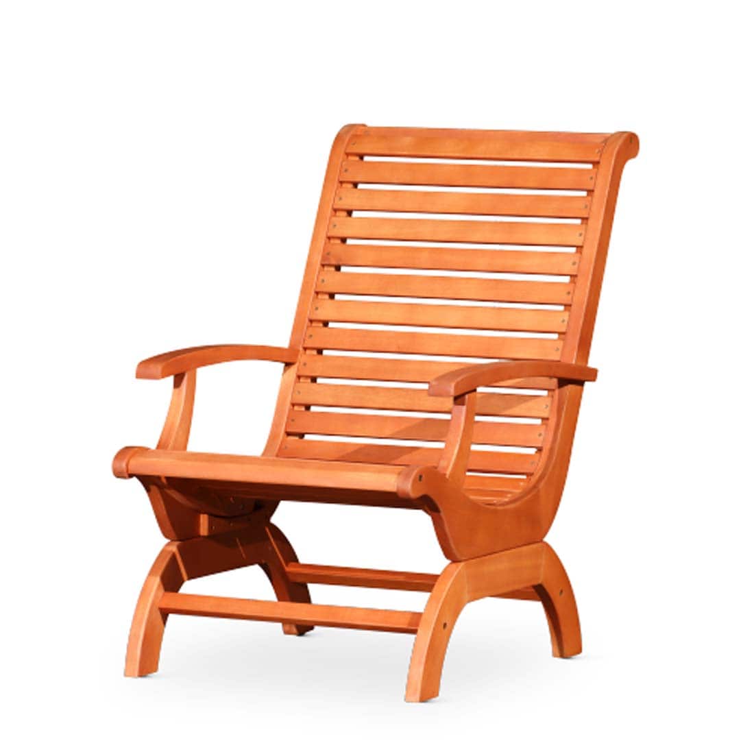 Damerin PCB06N734 Patio Chairs Natural Wood Frame Stationary Recliner Chair with Solid Seat