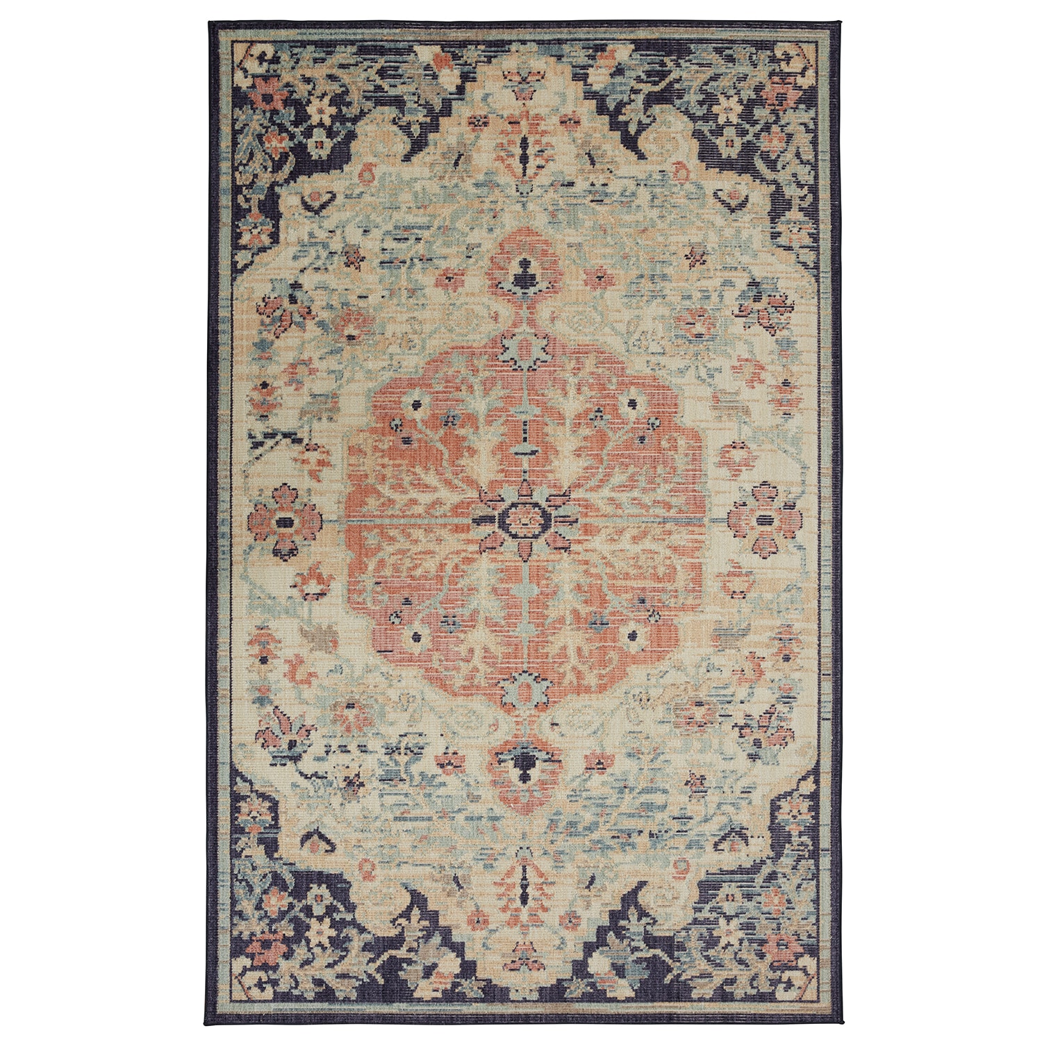Mohawk Home 91391 60110 090120 Heirloom 7 X 10 Aqua Indoor Medallion Area Rug