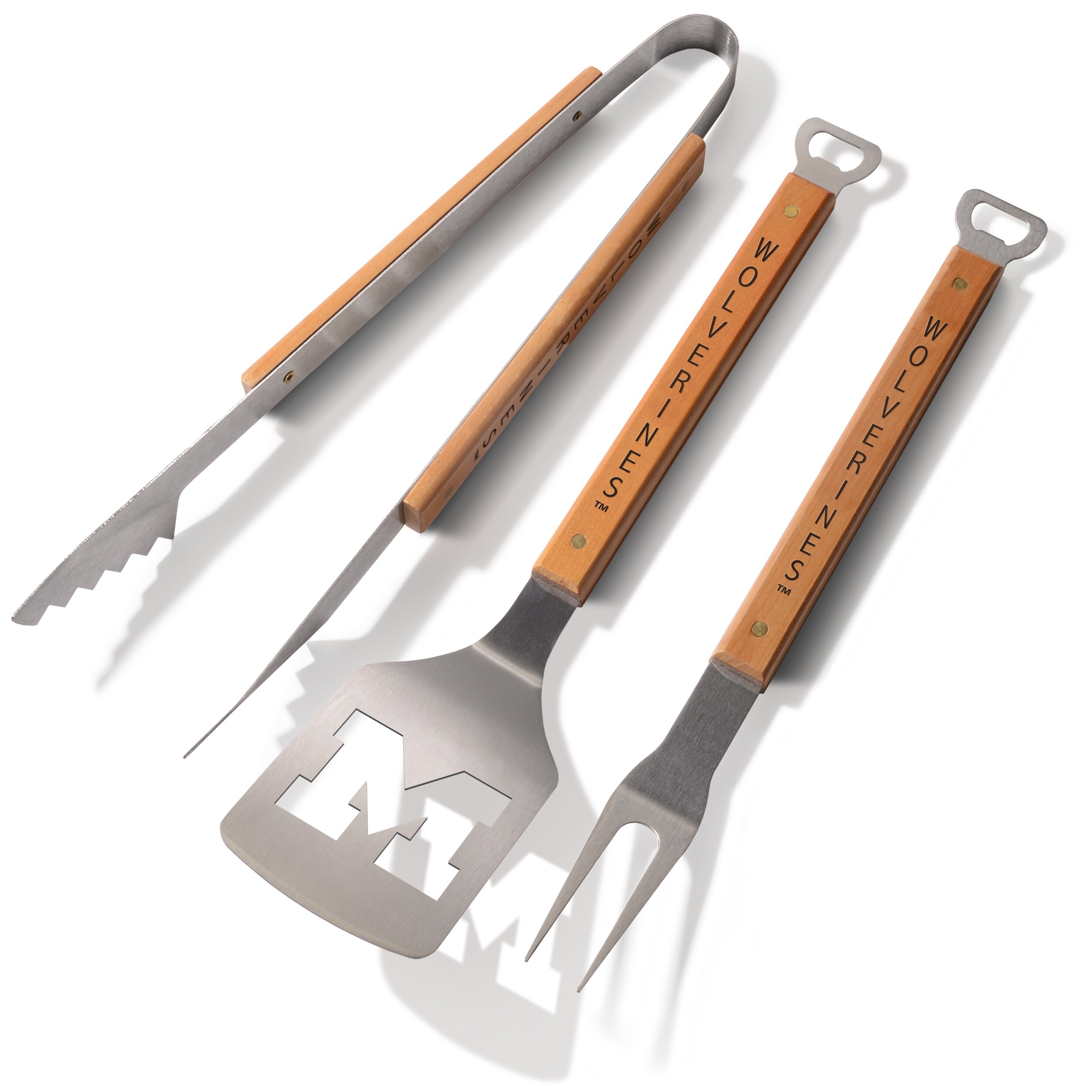 Sportula 7017211 Michigan Wolverines Classic Series 3-Piece BBQ Set 3 -Piece Stainless steel Tool set