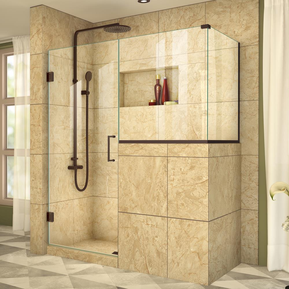 DreamLine Unidoor Plus 72-in H Frameless Hinged Oil Rubbed Bronze ...