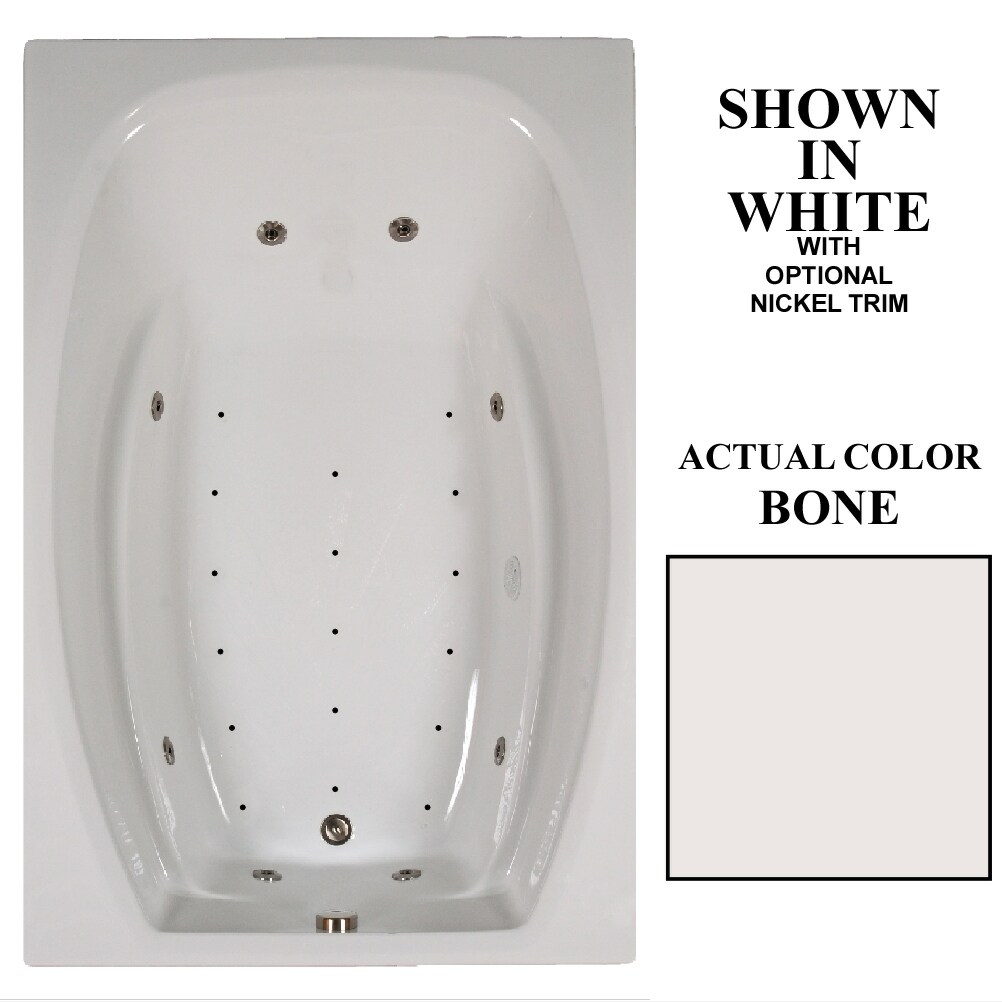 Hydra Massage Baths C7248HMBO Designer 48-in x 72-in Bone Acrylic Drop-In Whirlpool and Air Bath Combination Tub (Reversible Drain)