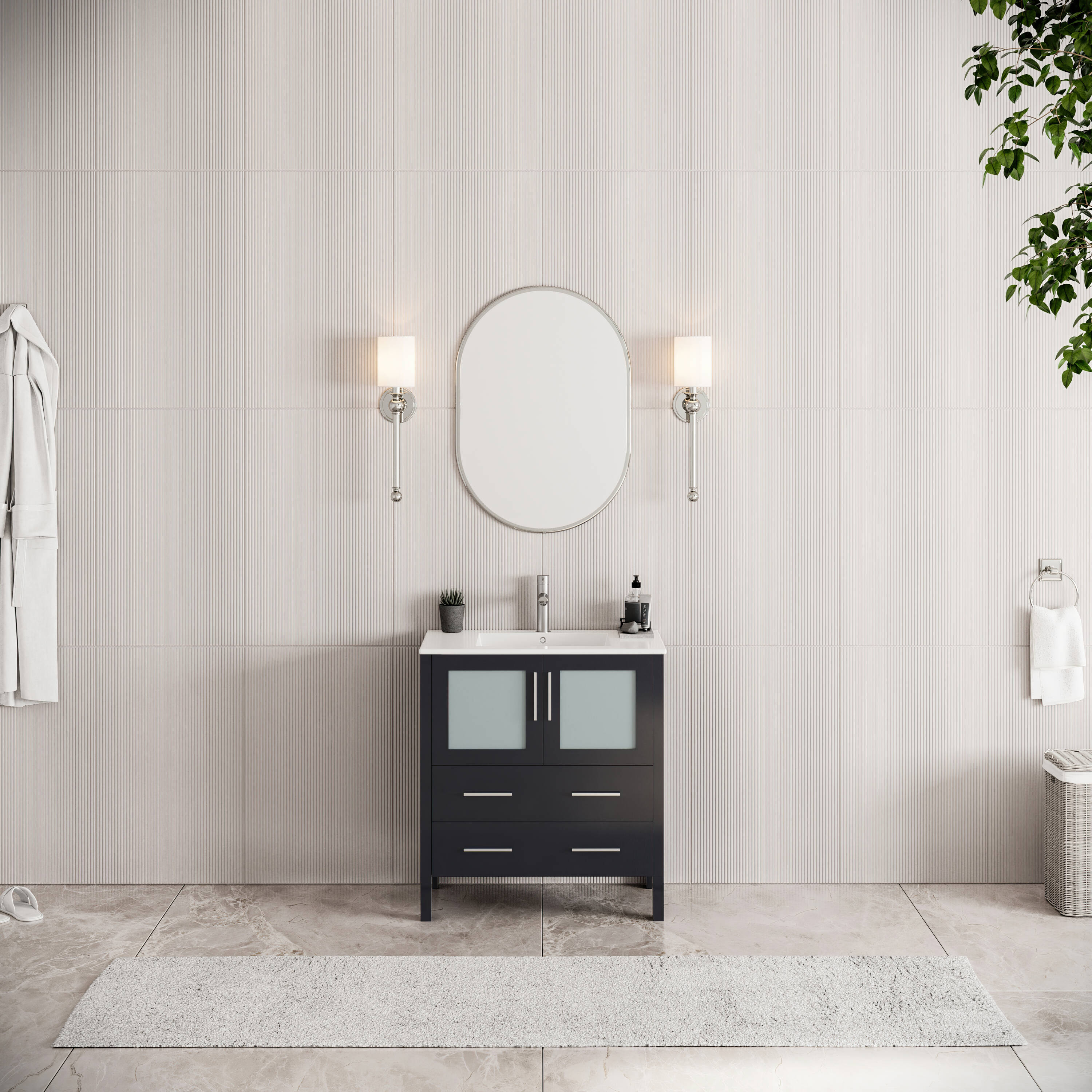 Fresca FCB6230ES-I Torino 30-in Espresso Single sink Bathroom Vanity with White Ceramic Top