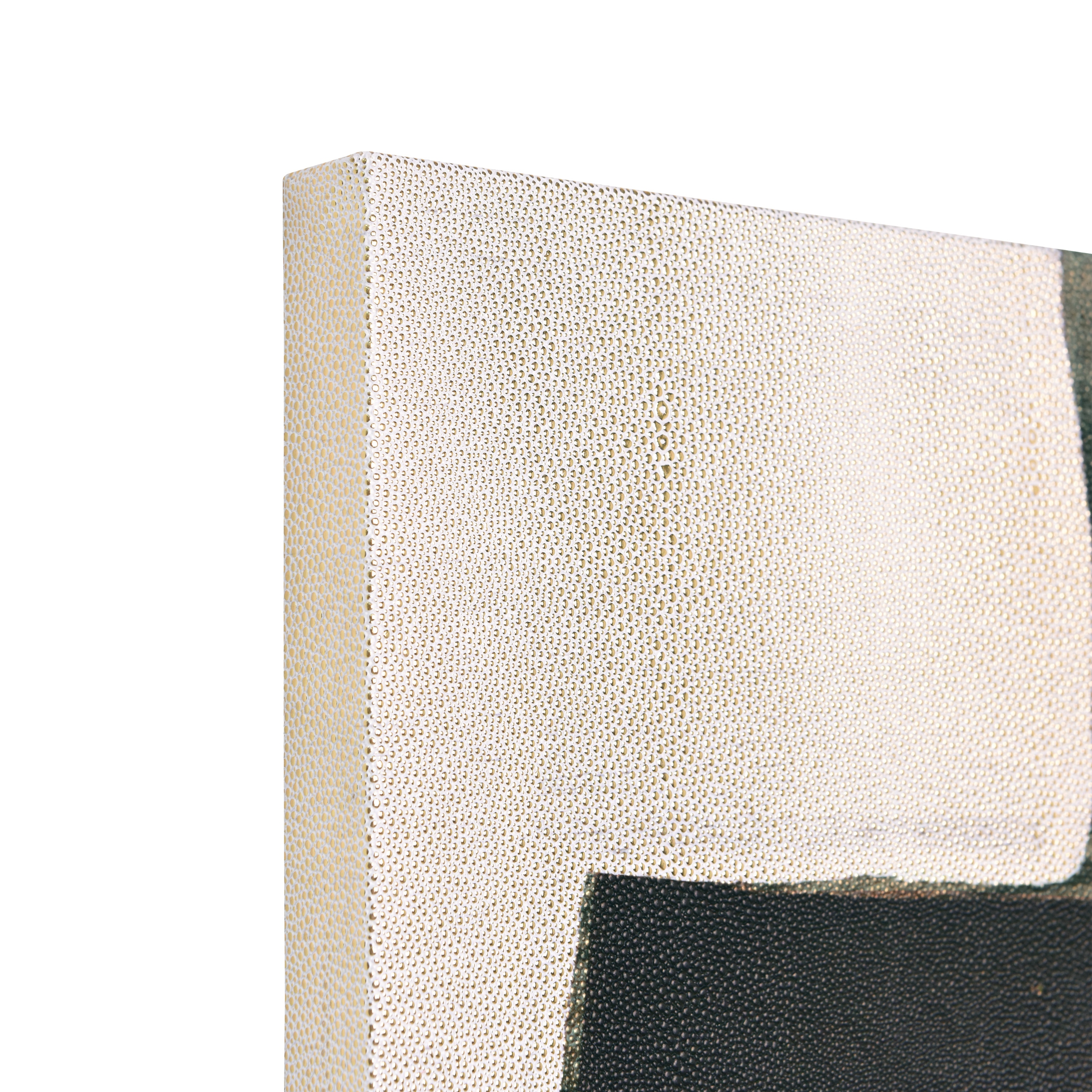 Bold Abstraction Black and White Art on Gold Shagreen Canvas Set
