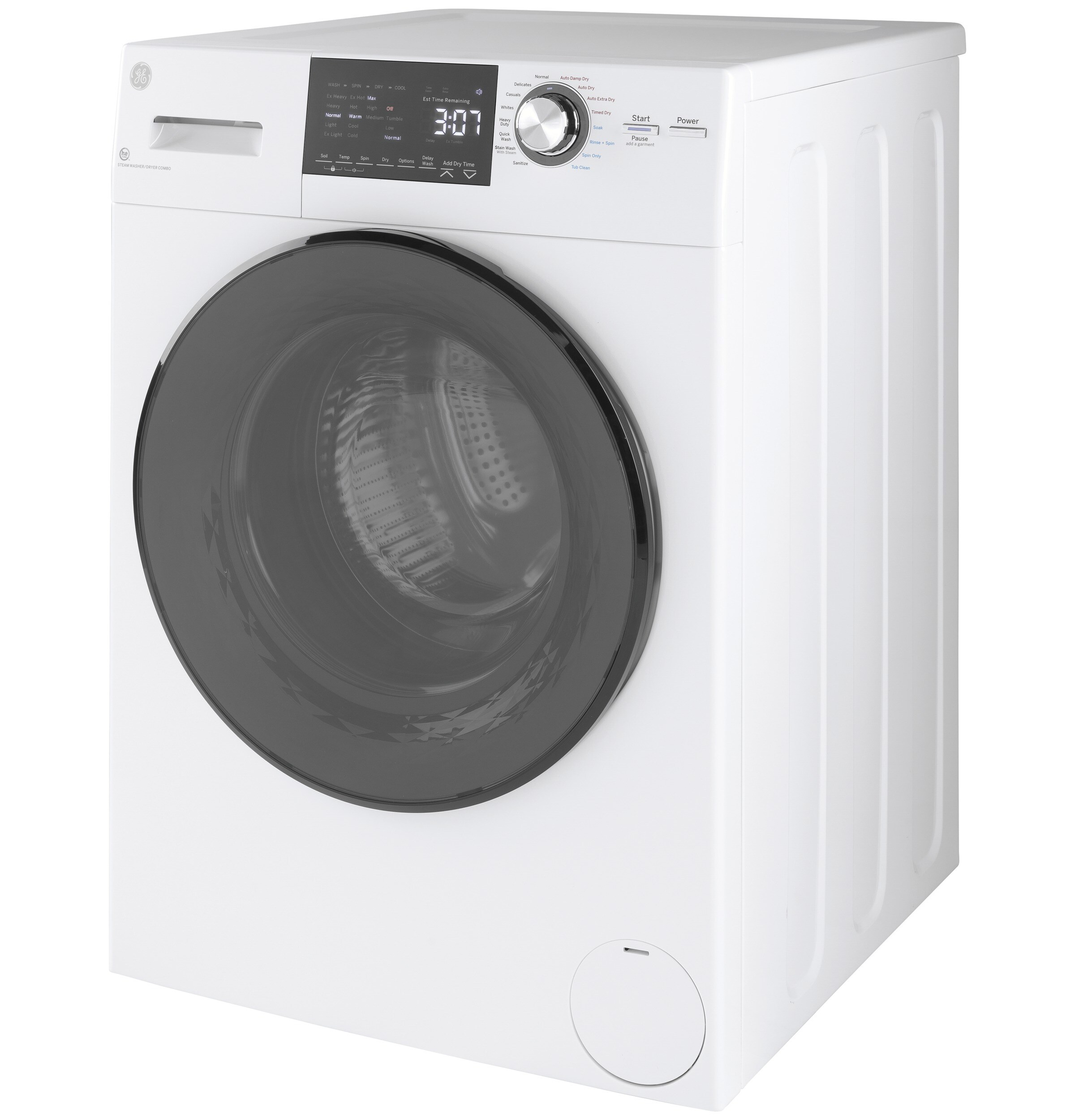 GE 2.4-cu ft Capacity White Ventless All-in-One Washer/Dryer Combo with Steam Cycle