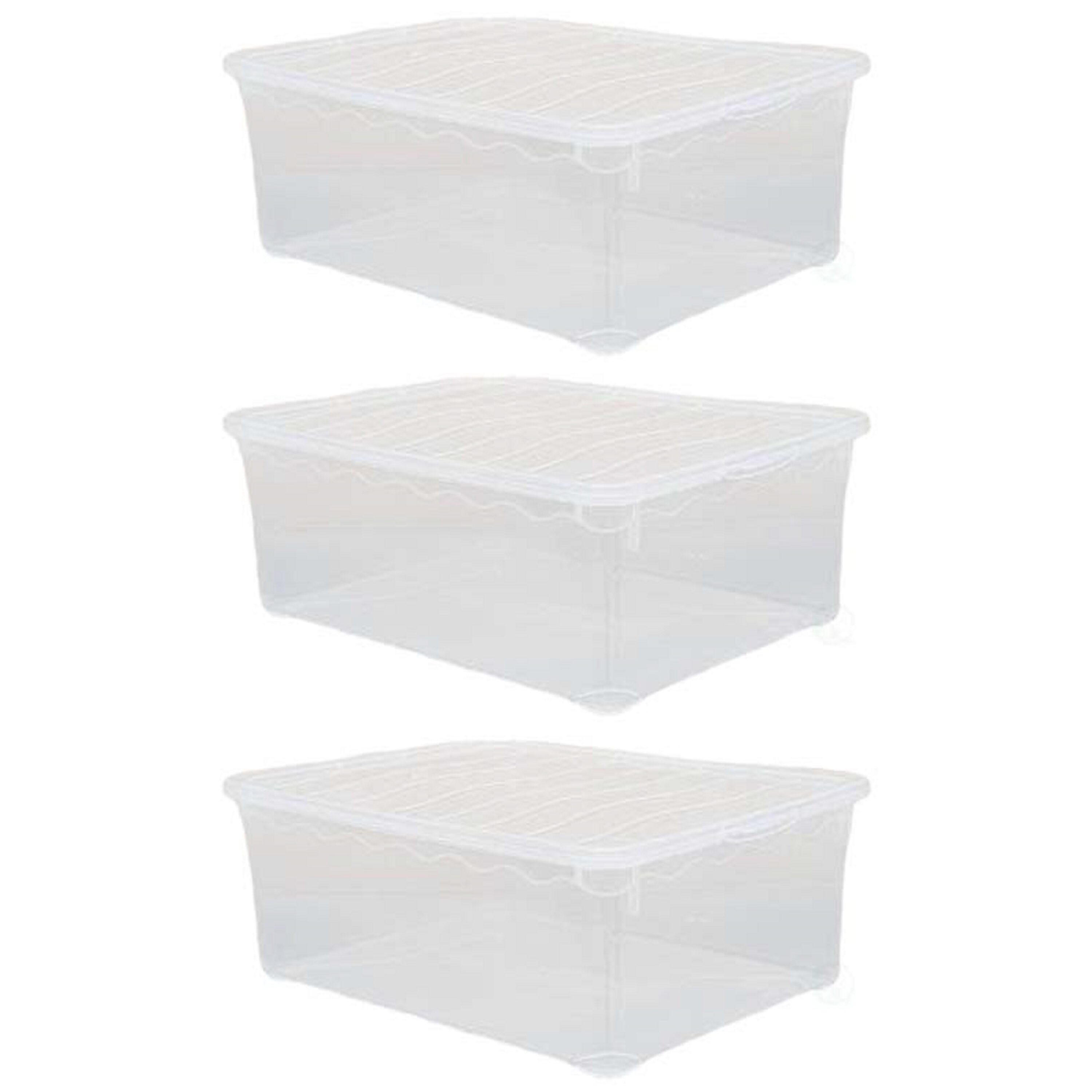 Basicwise QI003259.3 3 -Pack ( 14-in W x 5.5-in H x 10.5-in D ) Clear Plastic Stackable Basket