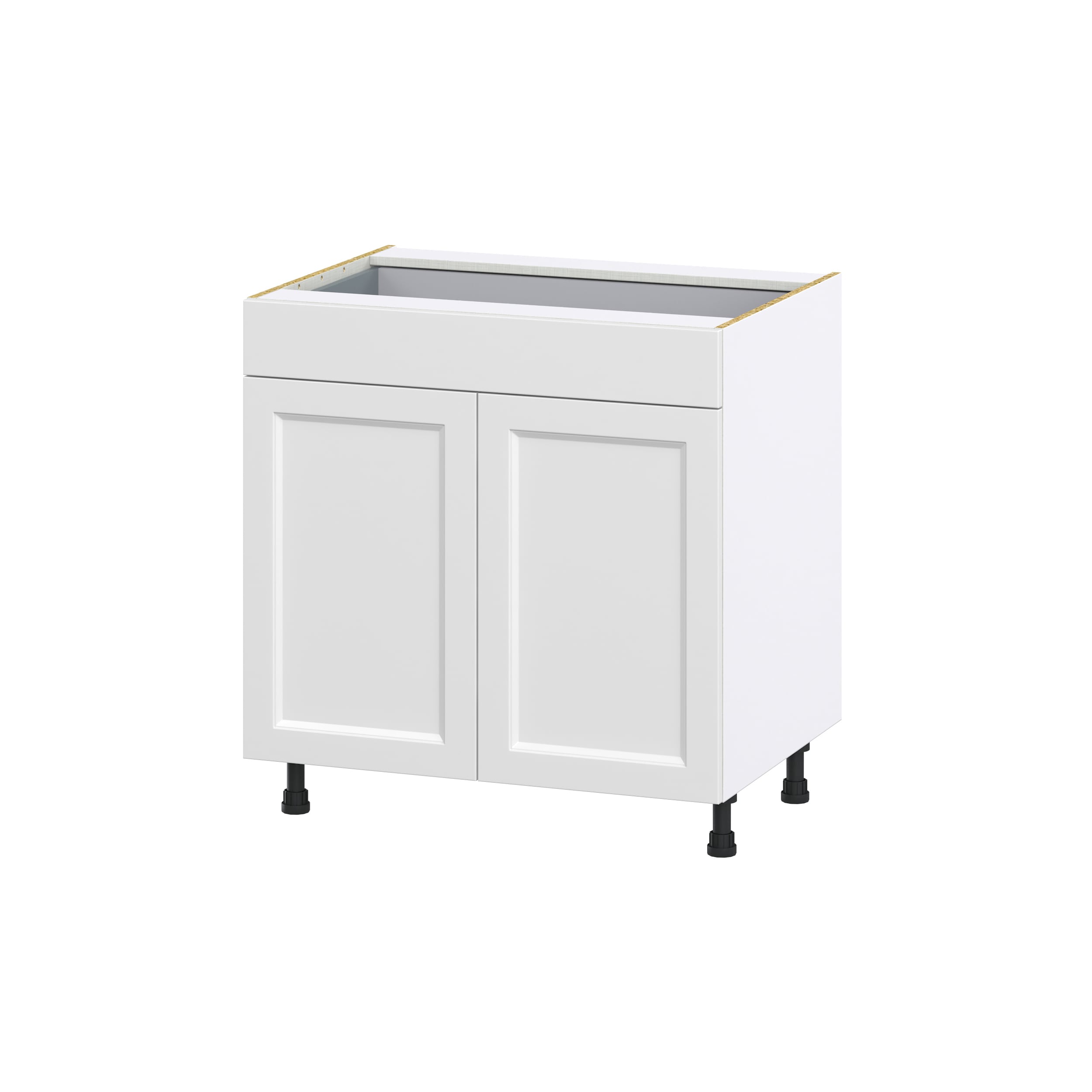 Hugo&Borg Riviera 33-in W x 34.5-in H x 24-in D Bright White Sink Base Fully Assembled Cabinet (Recessed Panel Shaker Style)