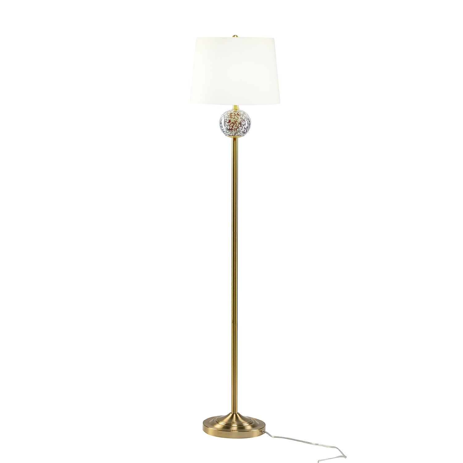 Maincraft D01-1137009 Lolcos 61.5-in LED Floor Lamp with Linen Lamp Shade and Golden Metal Base