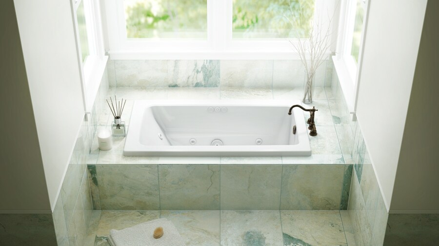 Malibu Home Venice Rectangle Massaging Air Jet Bathtub 72x 40x 22 in White - MHVN7240A01