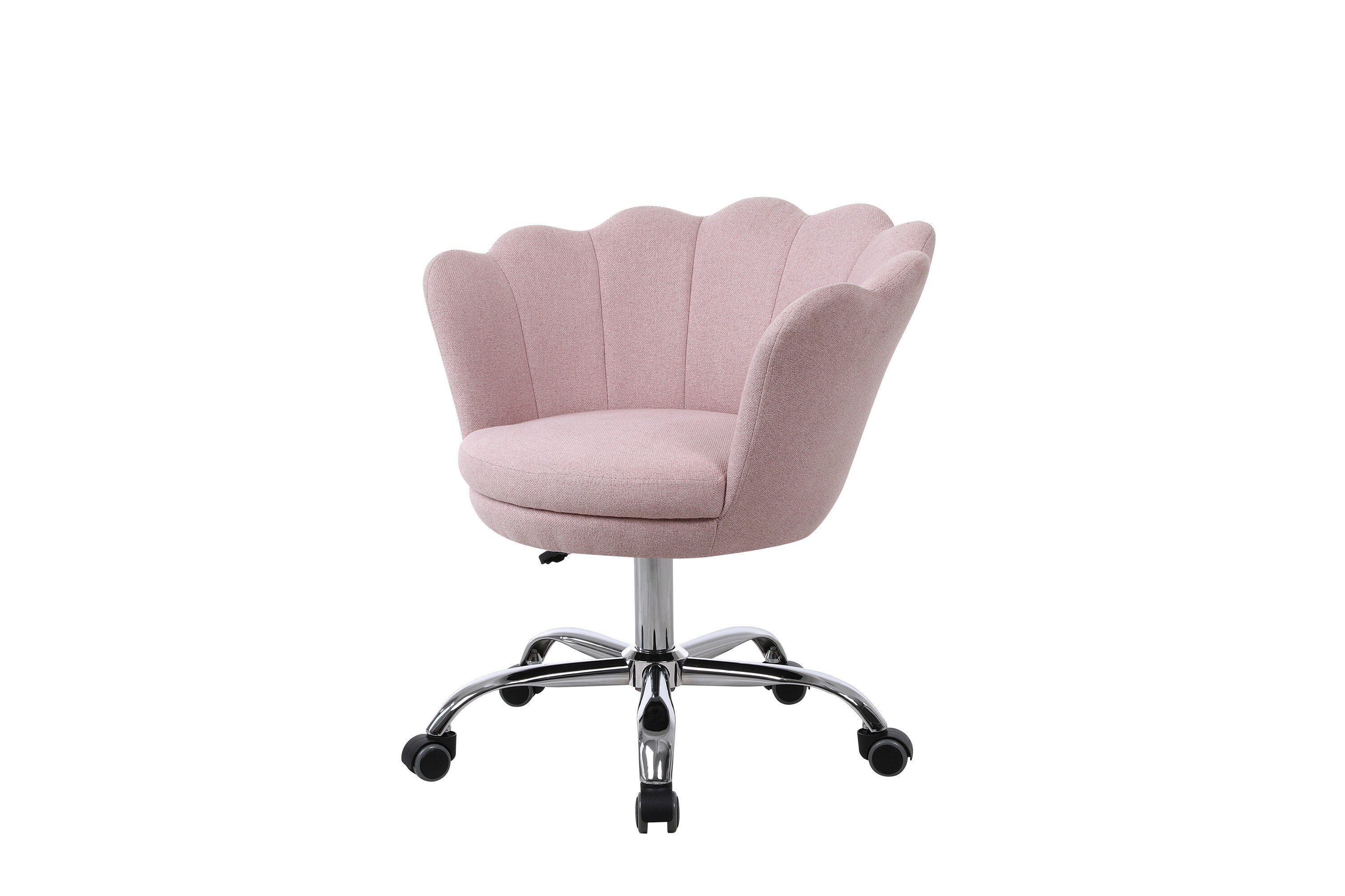 Pouuin Pink Office Chair Pink Seat Cushion and Silver Metal Frame