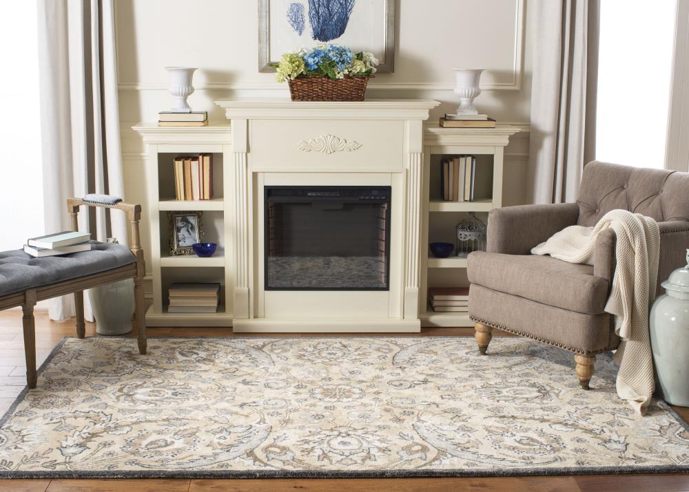 Beige and Multi 4' x 6' Hand-Tufted Wool Area Rug