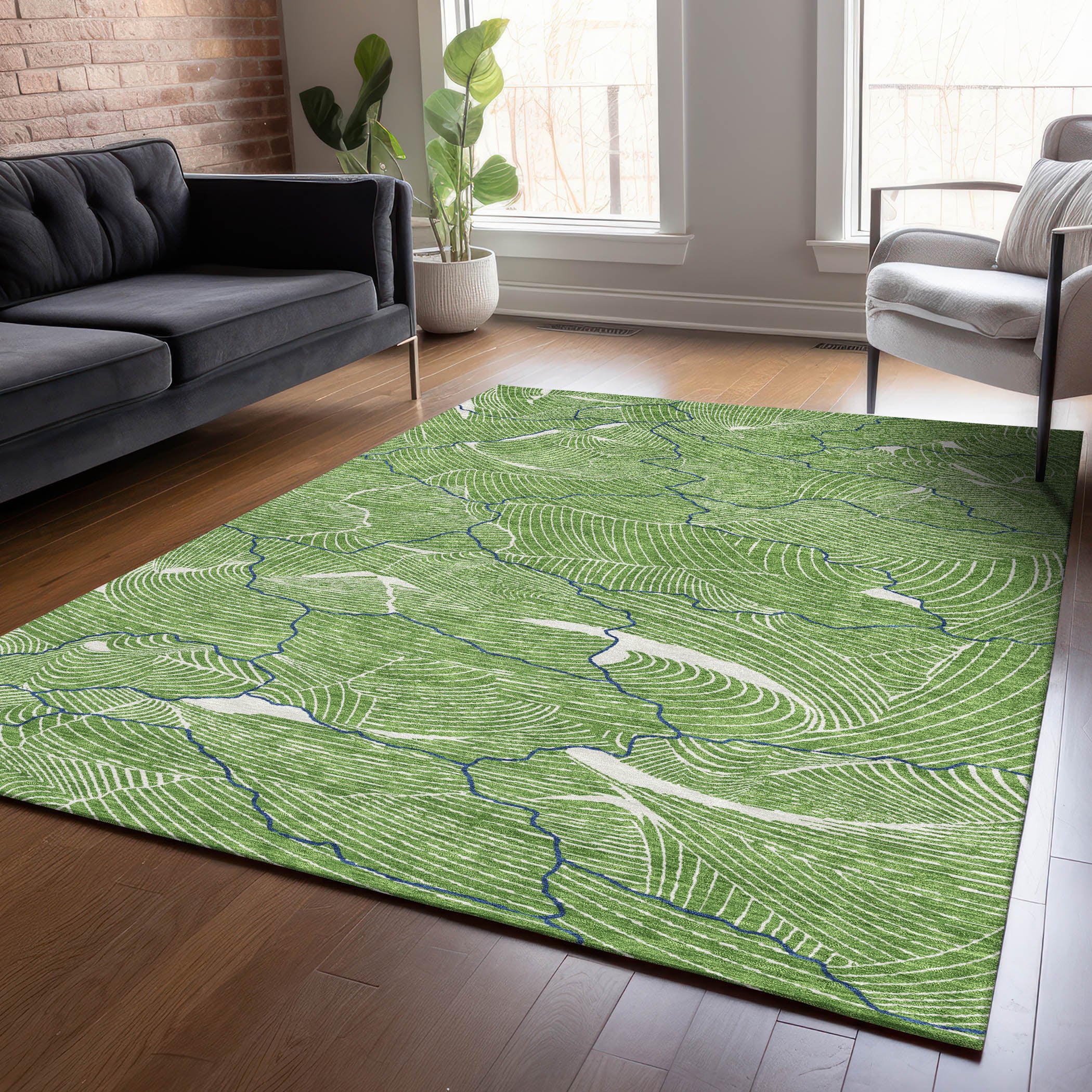 Addison Rugs ACN1048GE30X46 Chantille ACN1048GE 2 x 3 (ft) Polyester Green Rectangular Indoor/Outdoor Geometric Machine washable Area rug