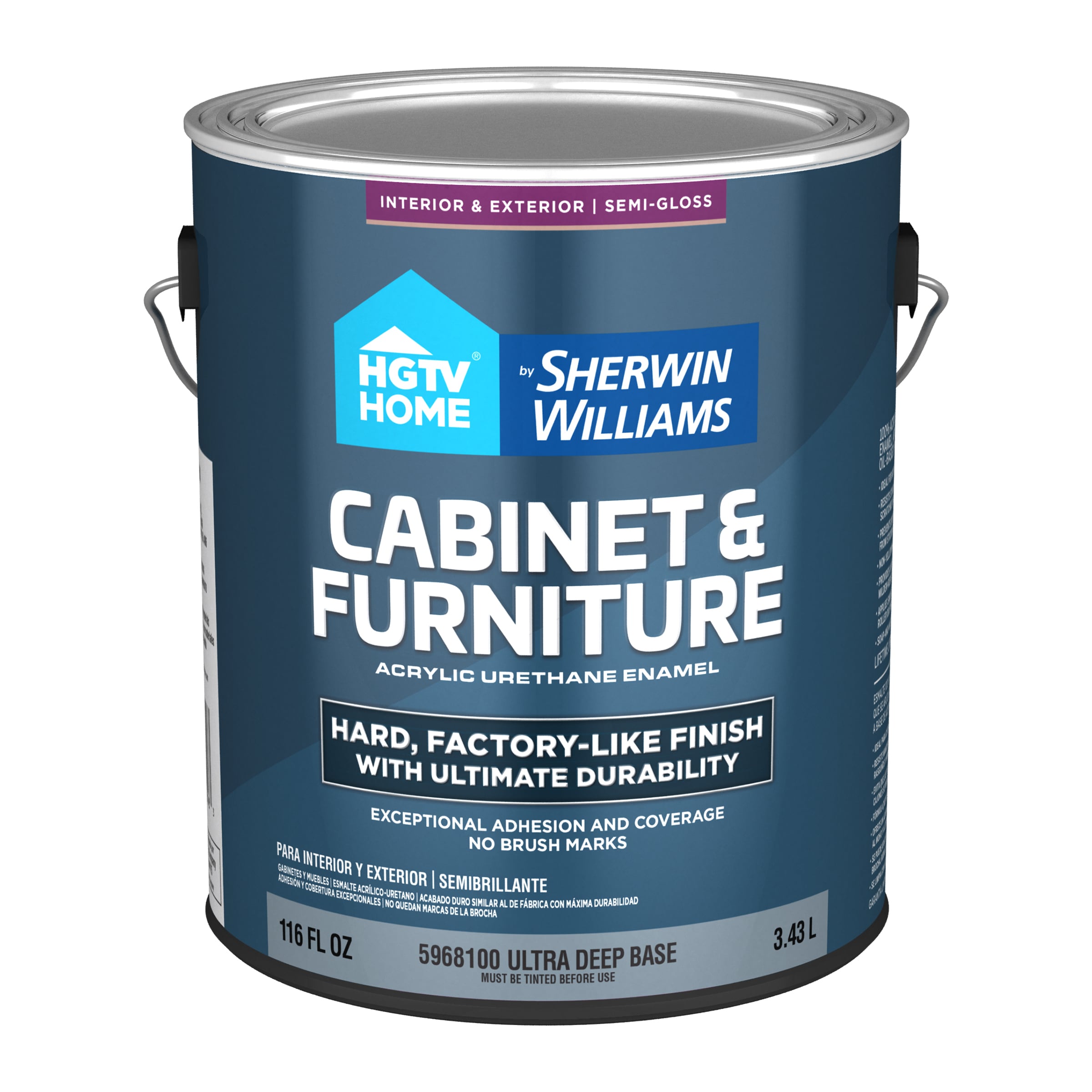 HGTV HOME by Sherwin-Williams CF5968100-16 Cabinet and Furniture Semi-gloss Ultra Deep Tintable Cabinet Furniture Paint Enamel ( 1-gallon )