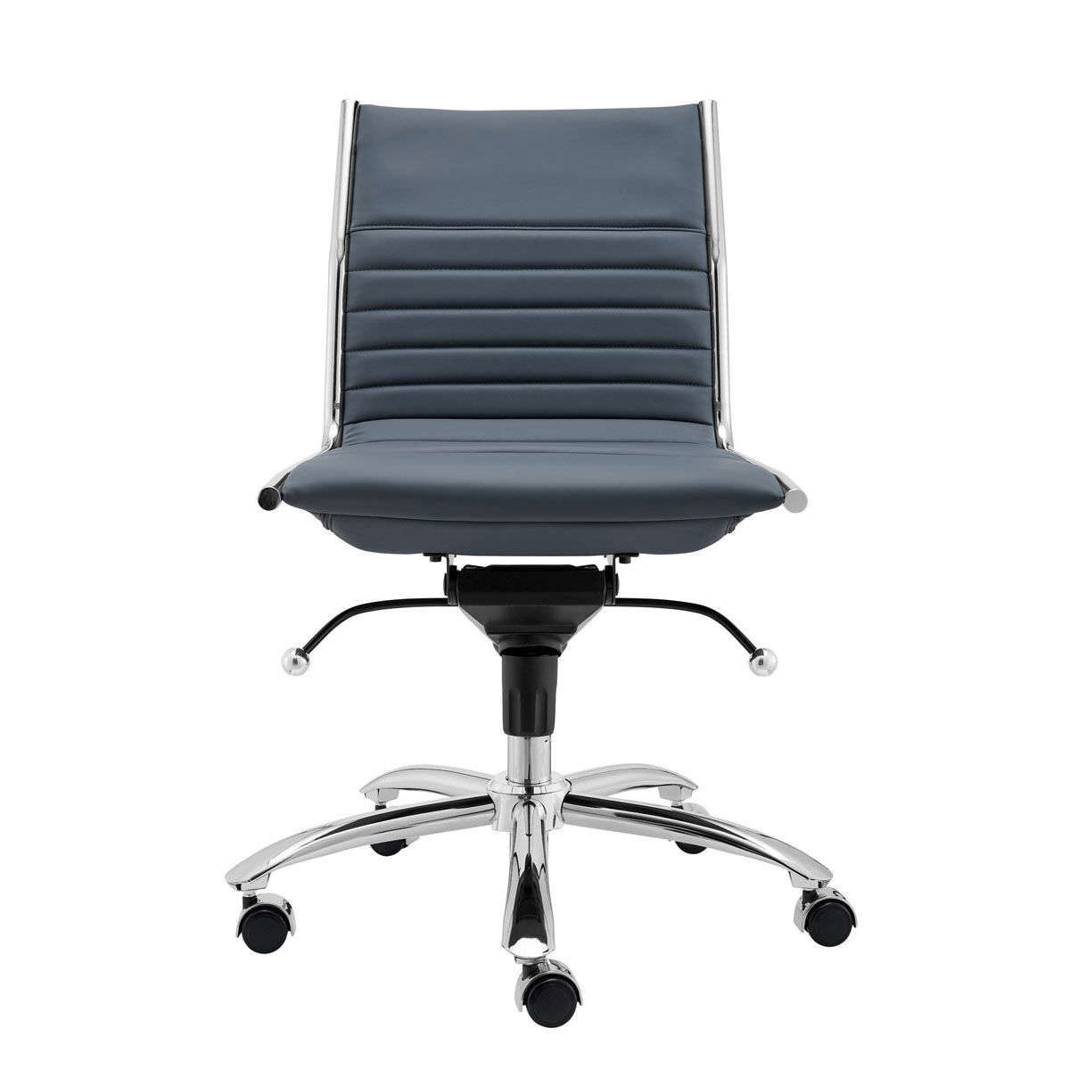 HomeRoots 370524 Amelia Blue Contemporary Adjustable Height Swivel Faux Leather Task Chair