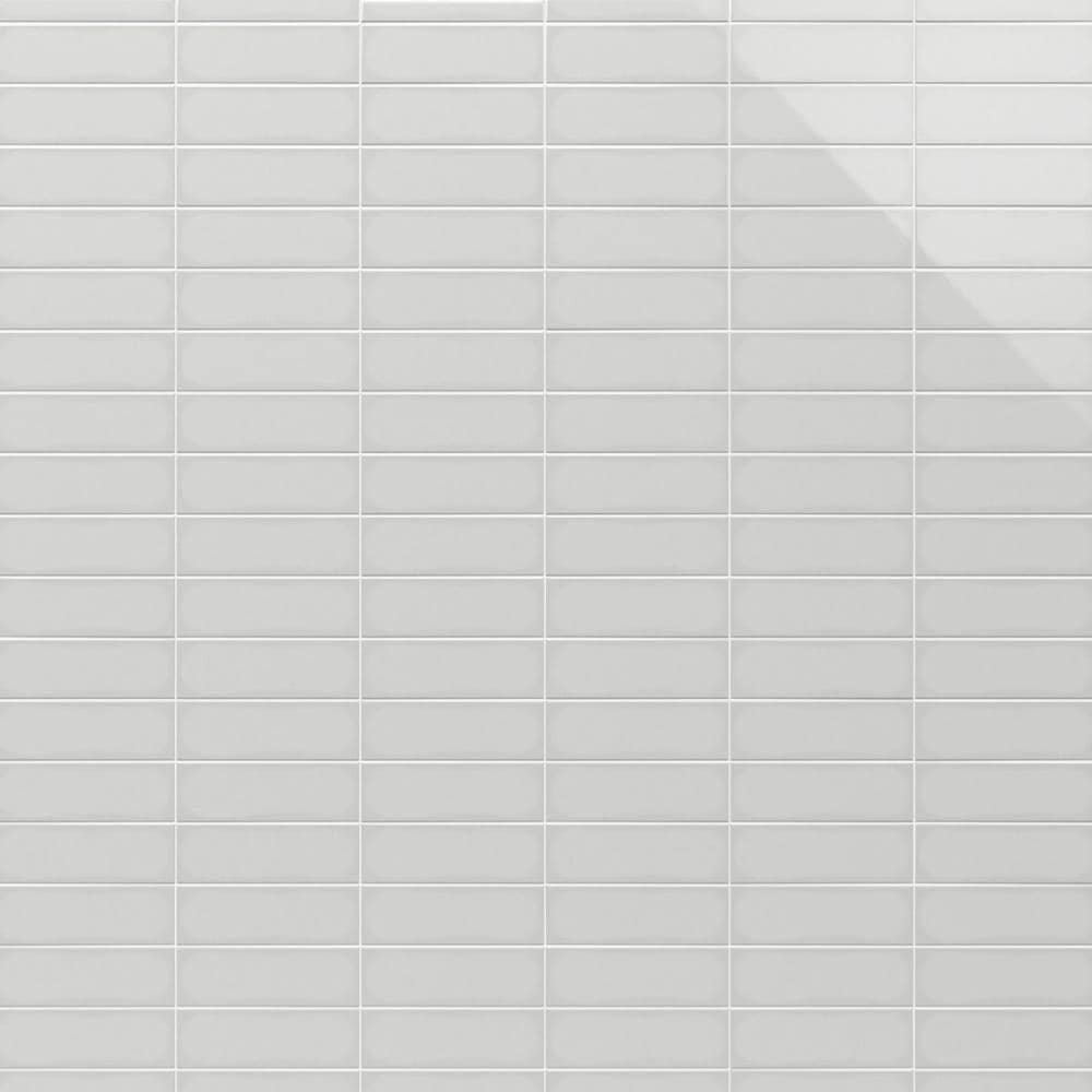 Light Gray Polished Porcelain Subway Wall Tile 3.93 x 11.81 in