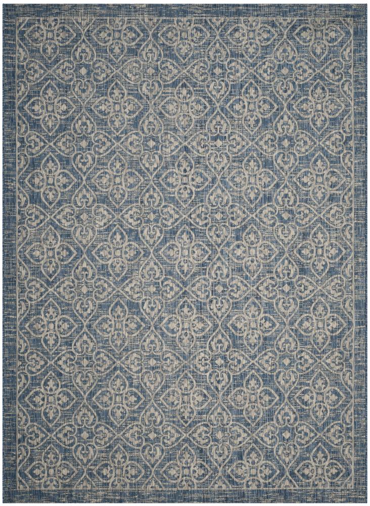 Safavieh CY8066-36821-8 Courtyard Karlene 8 x 11 (ft) Loomed Polypropylene Navy/Gray Rectangular Indoor/Outdoor Floral/Botanical Coastal Area rug