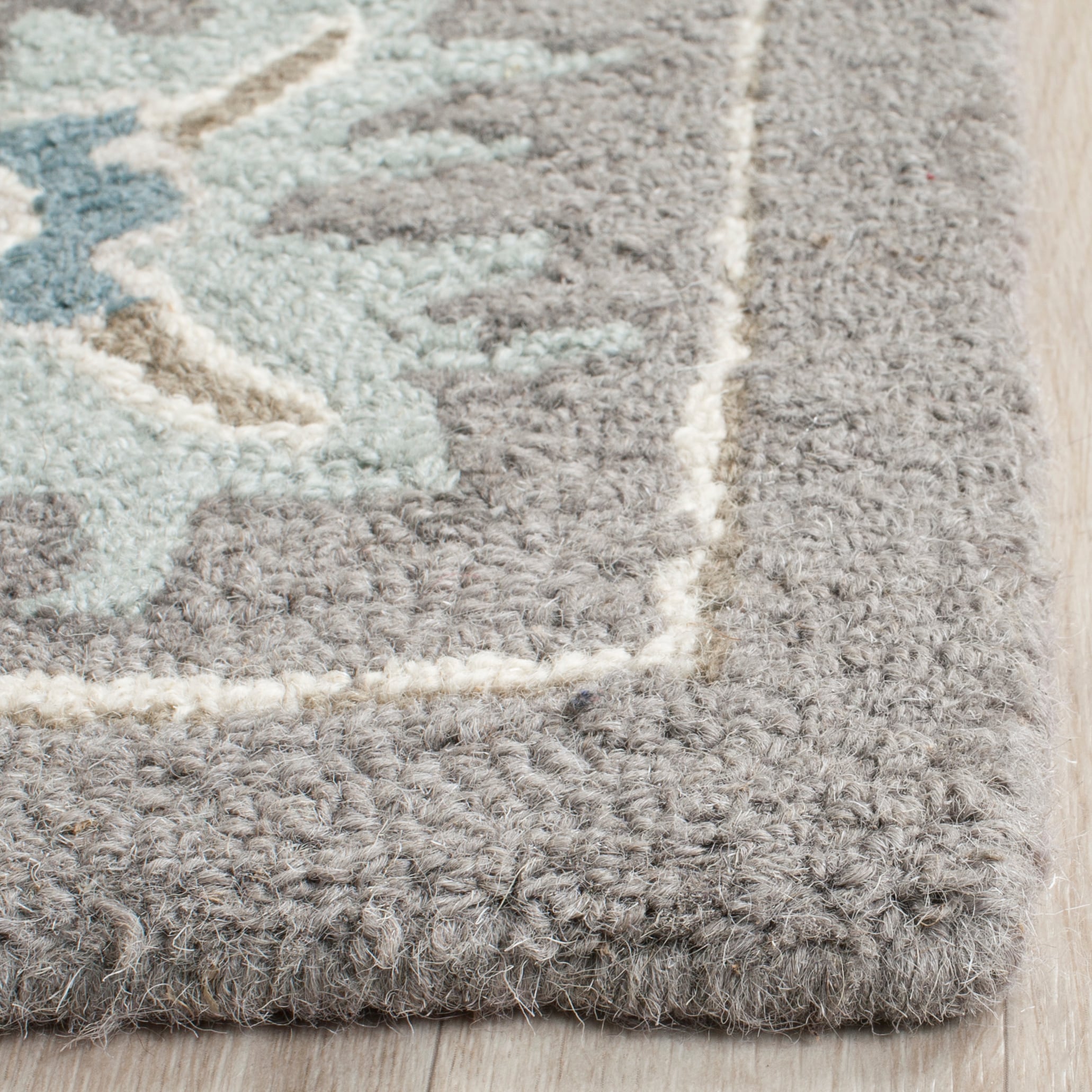 Gray Floral Hand-Tufted Wool 8' x 10' Area Rug