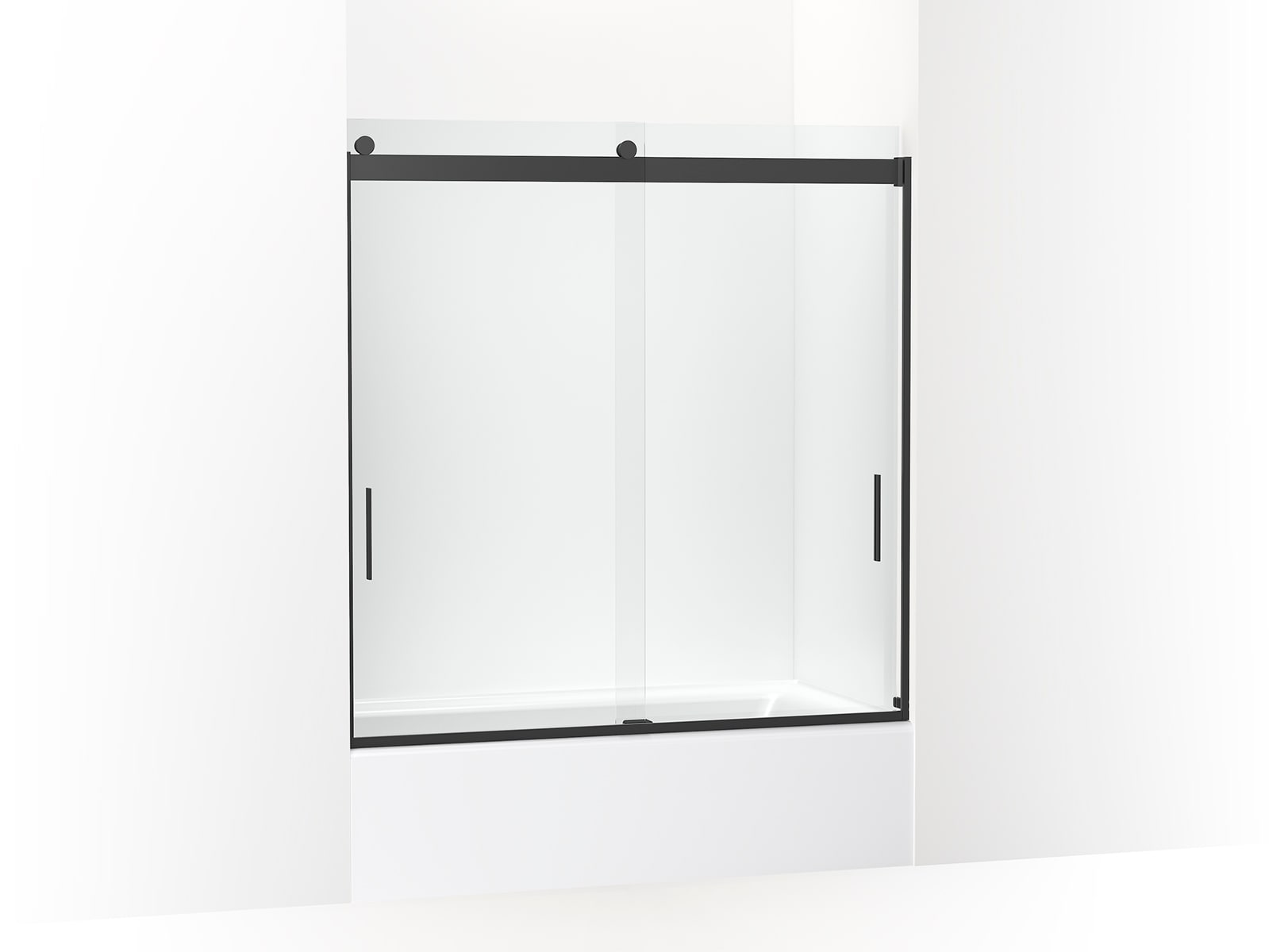 KOHLER 706000-L-BL Levity Matte Black 56-in to 60-in W x 62-in H Frameless Bypass Sliding Bathtub door