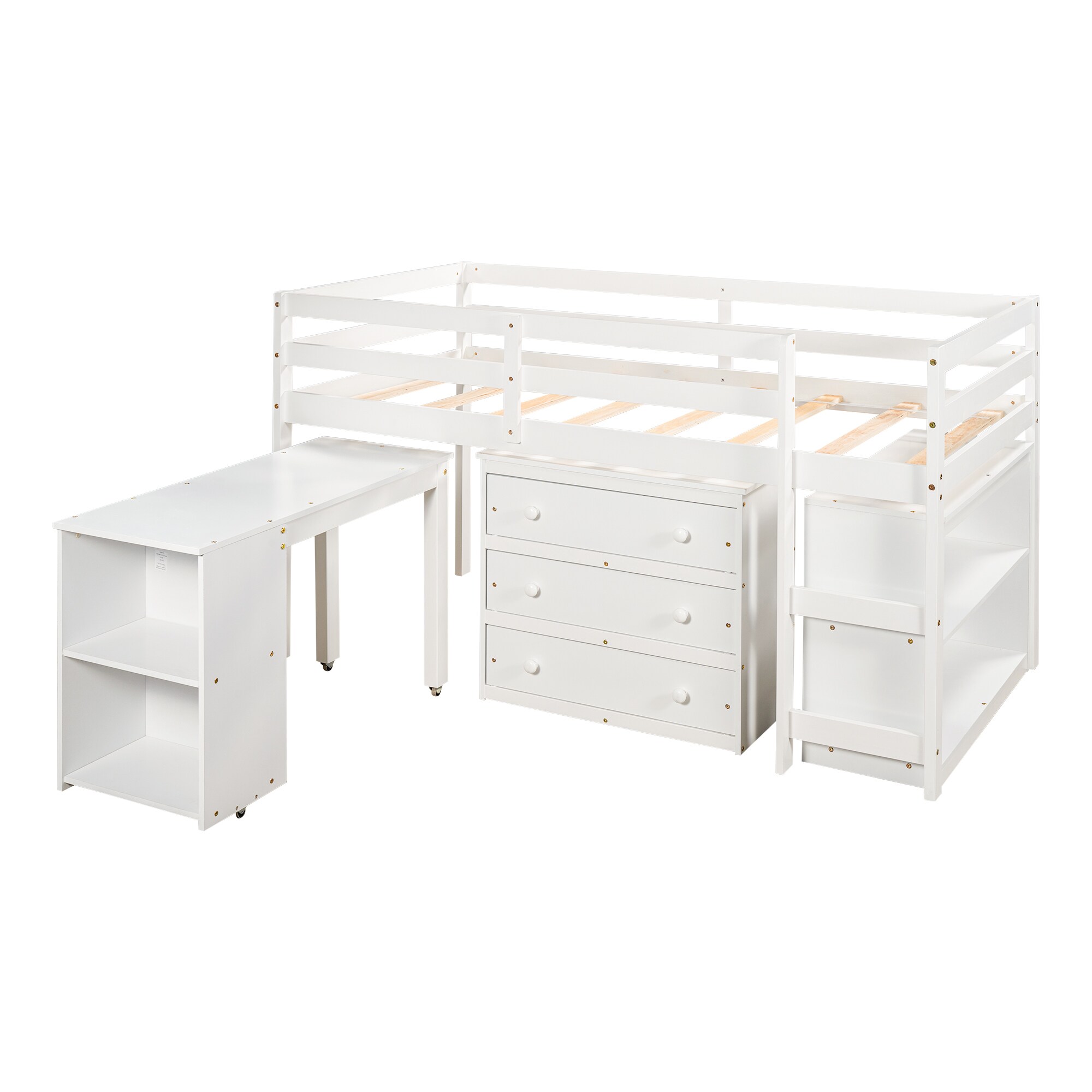 CASAINC House bed White Twin Loft Bunk Bed at Lowes.com