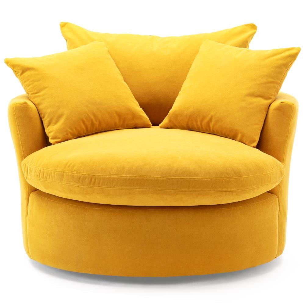 KINWELL AC Milan CHAIR Casual Yellow Velvet Swivel Accent Chair in the ...