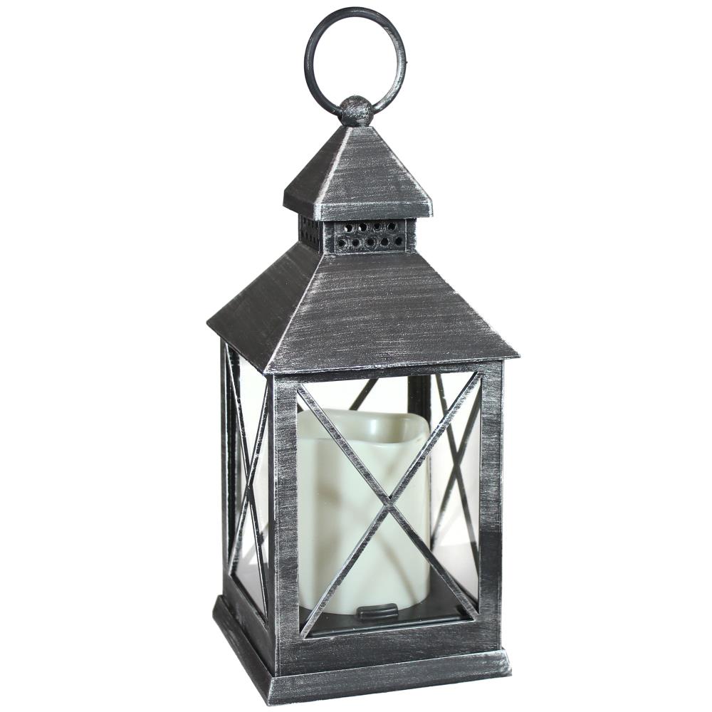 Metal & Wood Lantern with Flickering LED Candle, 6in x 14in | Party