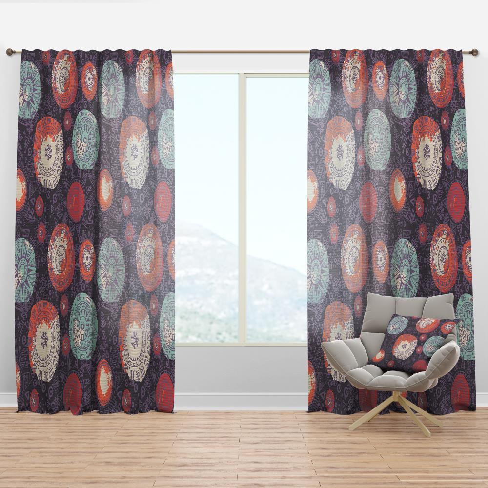 Designart CTN18631-52-84 84-in Purple Abstract Room darkening Thermal lined Rod pocket Single curtain panel