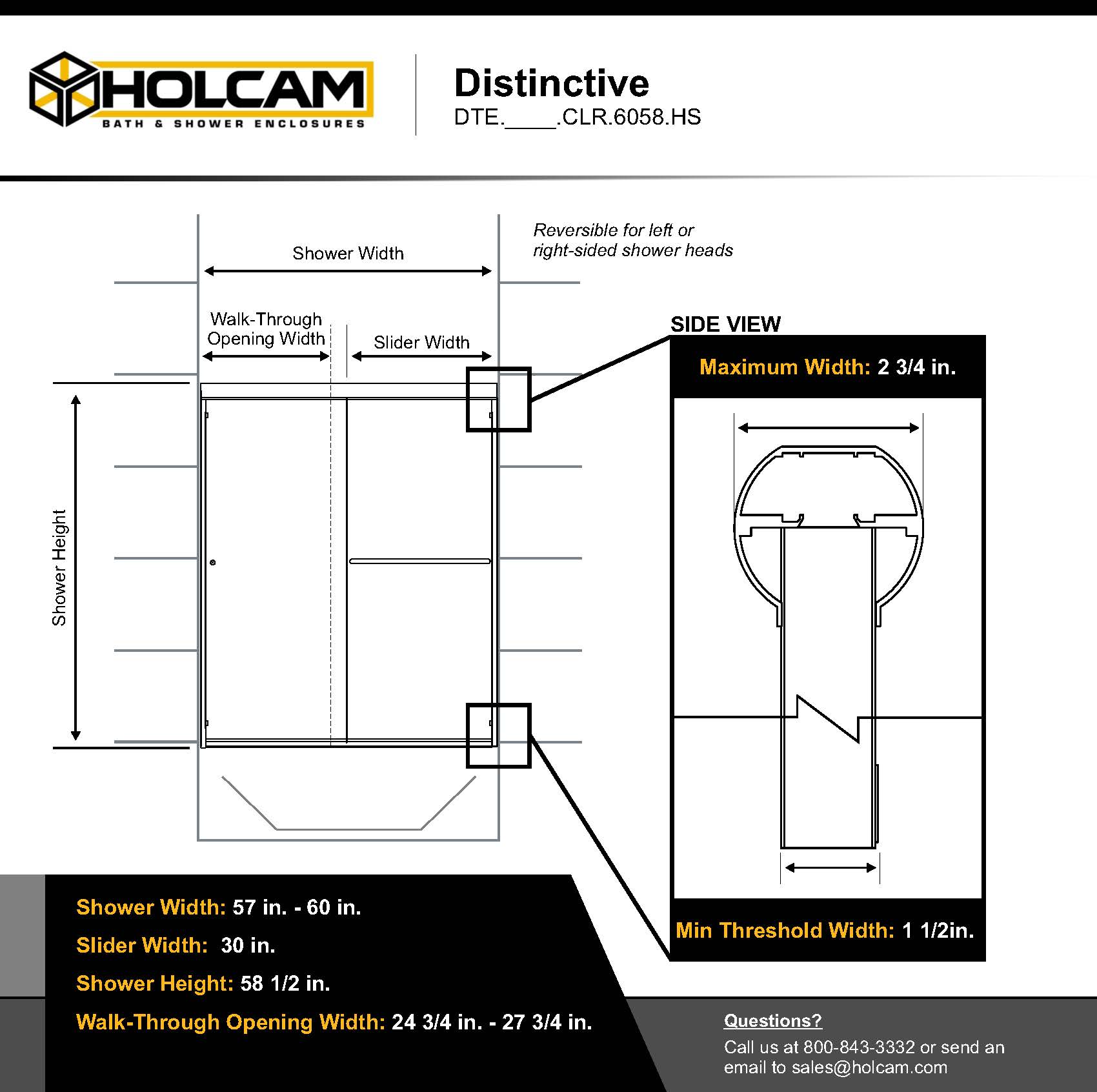Holcam DTEMBLCLR6058HS Bathtub-Doors - View #8