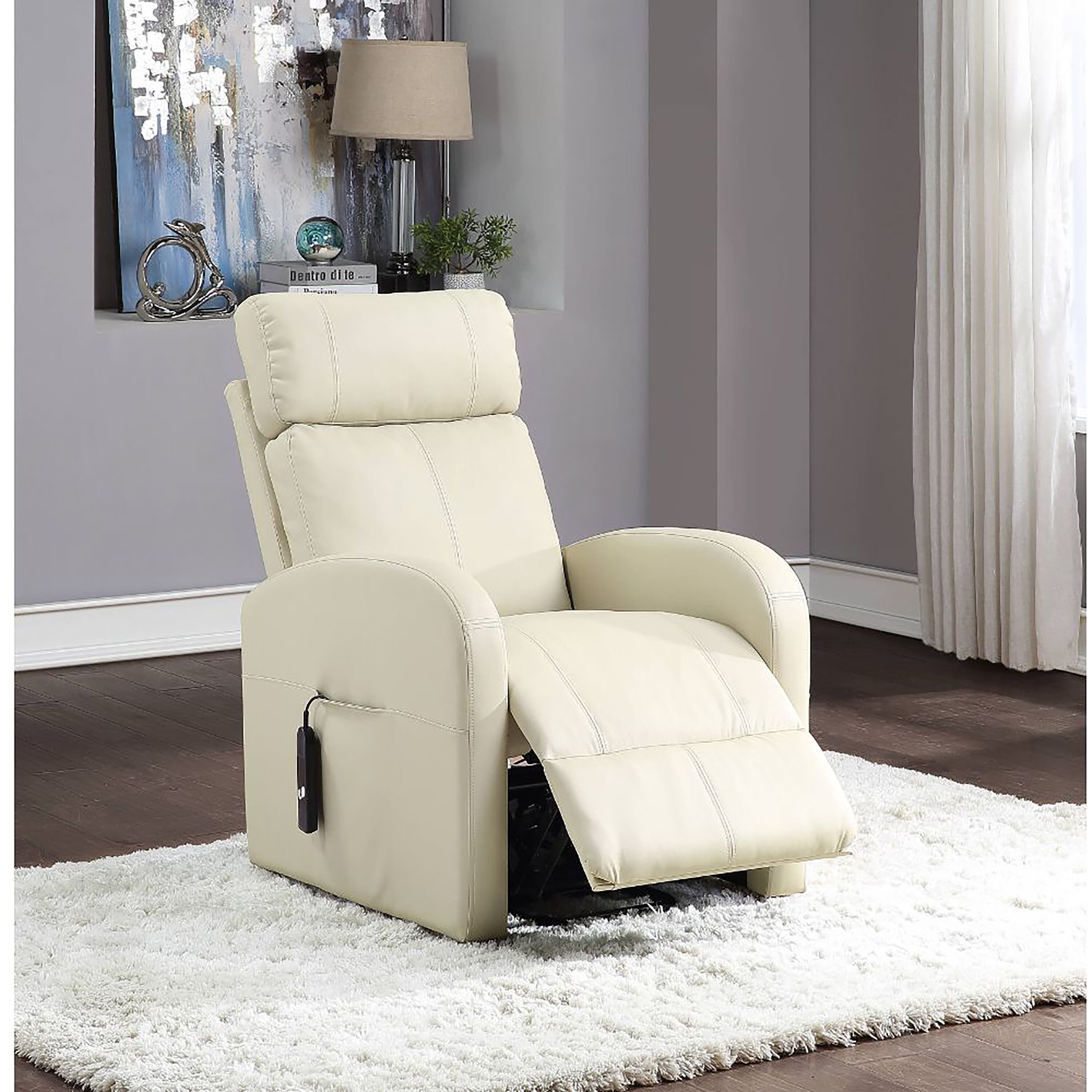 Venetian Worldwide Beige Bonded Leather Upholstered Powered Reclining ...