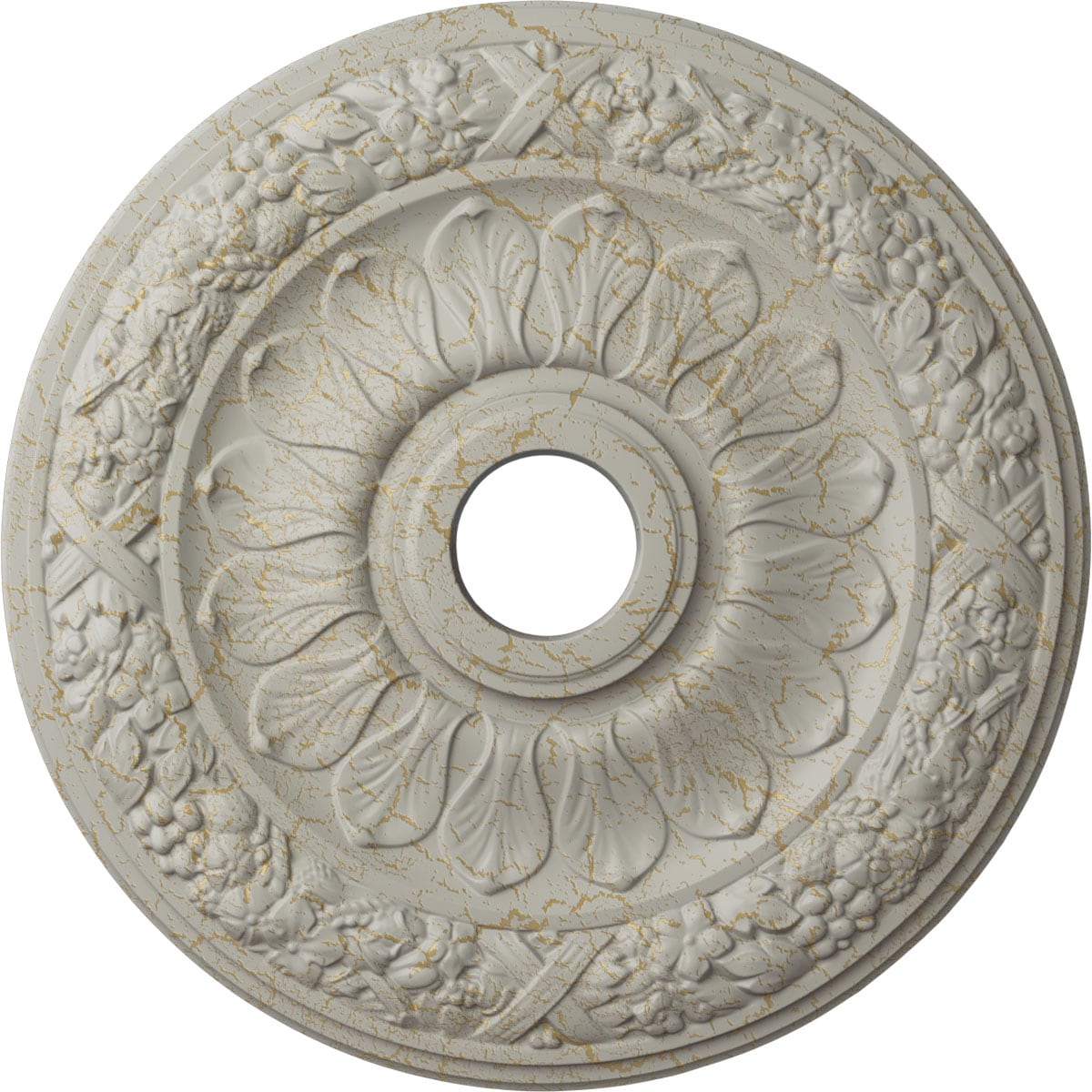 Ekena Millwork CM24SWPCC Swindon 24-in W x 24-in L Pot Of Cream Crackle Polyurethane Ceiling Medallion