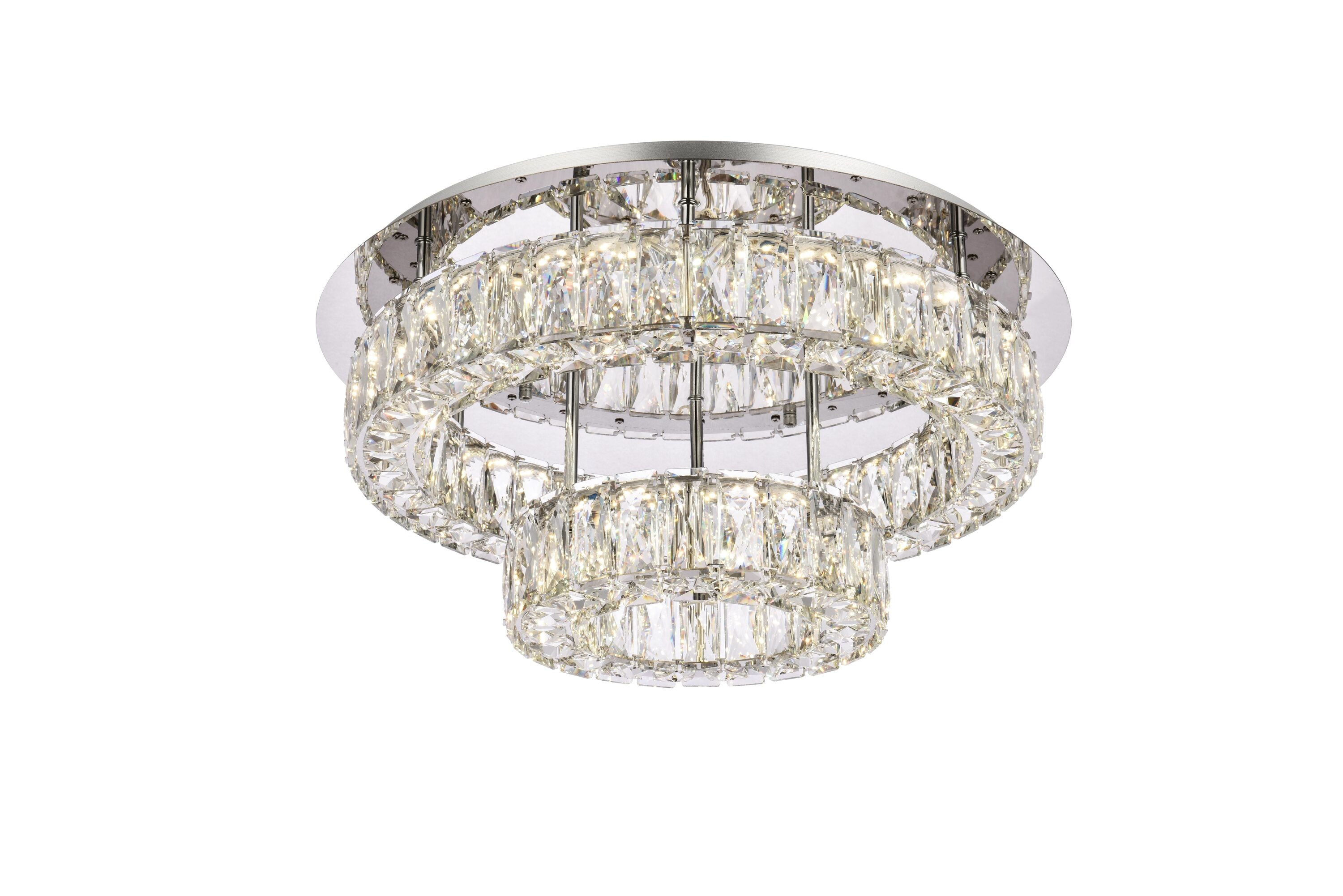 Monroe 22" Chrome LED Flush Mount with Royal Cut Crystals