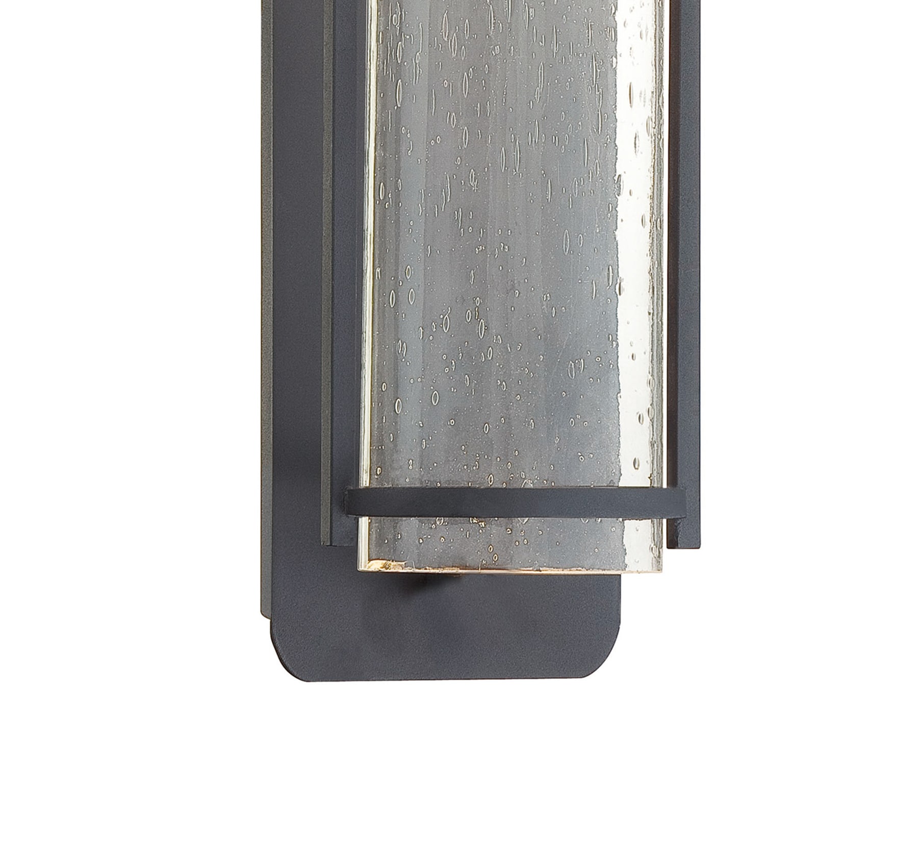 Black Bronze Cylinder Outdoor Wall Sconce with Seeded Glass