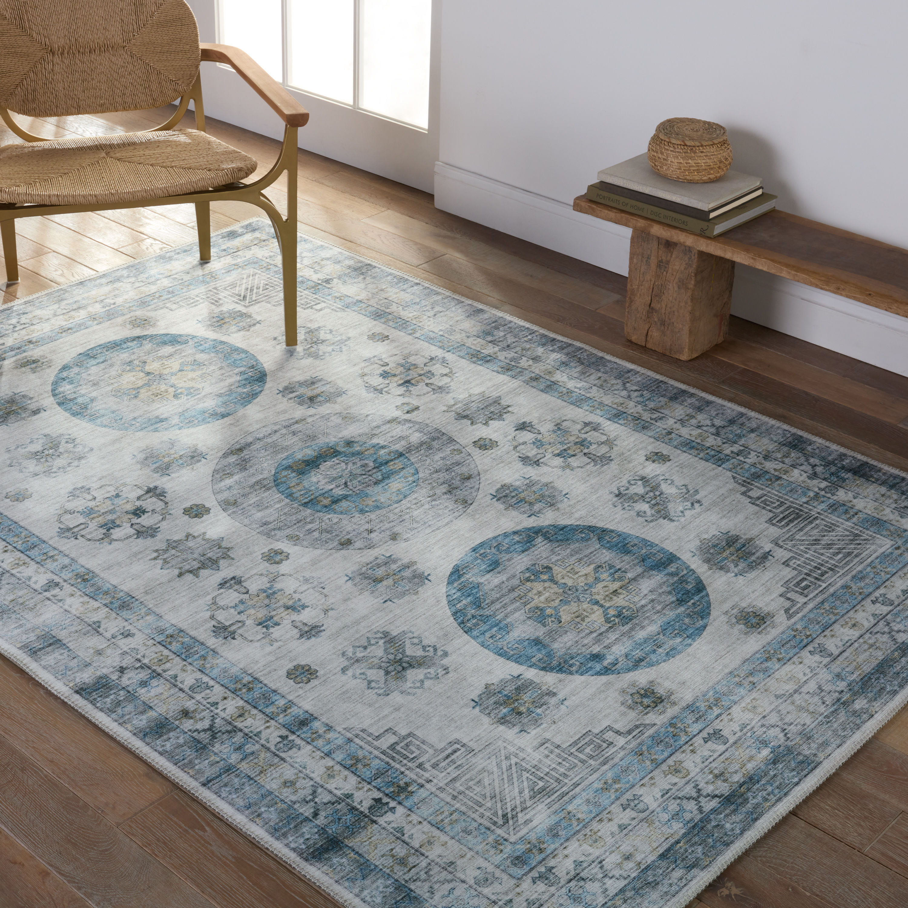 Jaipur Living RUG153345 9 x 12 (ft) Loomed Polyester Blue Rectangular Indoor Medallion Area rug