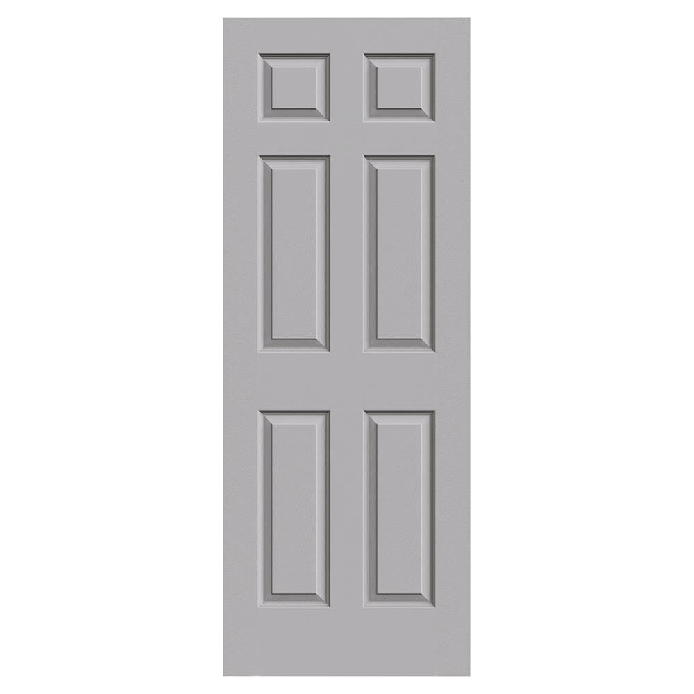 Colonist 24-in x 80-in Driftwood 6-panel Mirrored Glass Hollow Core Prefinished Molded Composite Slab Door in Gray | - JELD-WEN LOWOLJW191300236