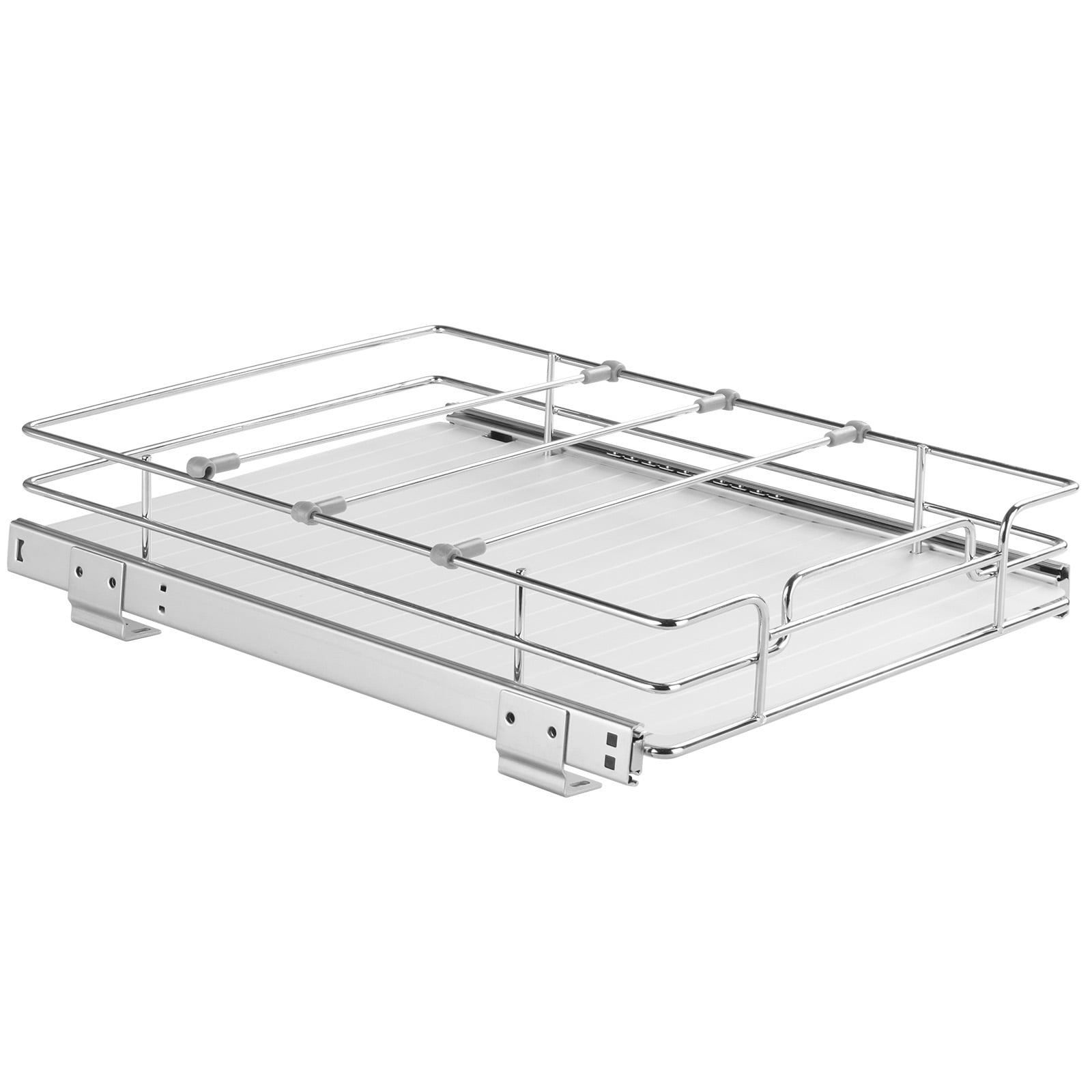 LUXEYARD 12.5 inch Wx16.5 inch Dx3.5 inch H Pull Out Cabinet Organizer Heavy Duty Slide Out Pantry Shelves Steel Roll Out Drawers Sliding Drawer Storage for Home Under Sink 14 inch Wx17.5 inch Dx7 inch H Install Size for Cabinet