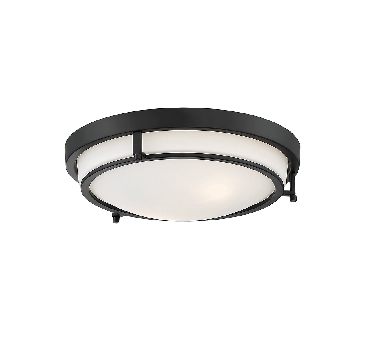 Matte Black and White Glass 2-Light Flush Mount Ceiling Light