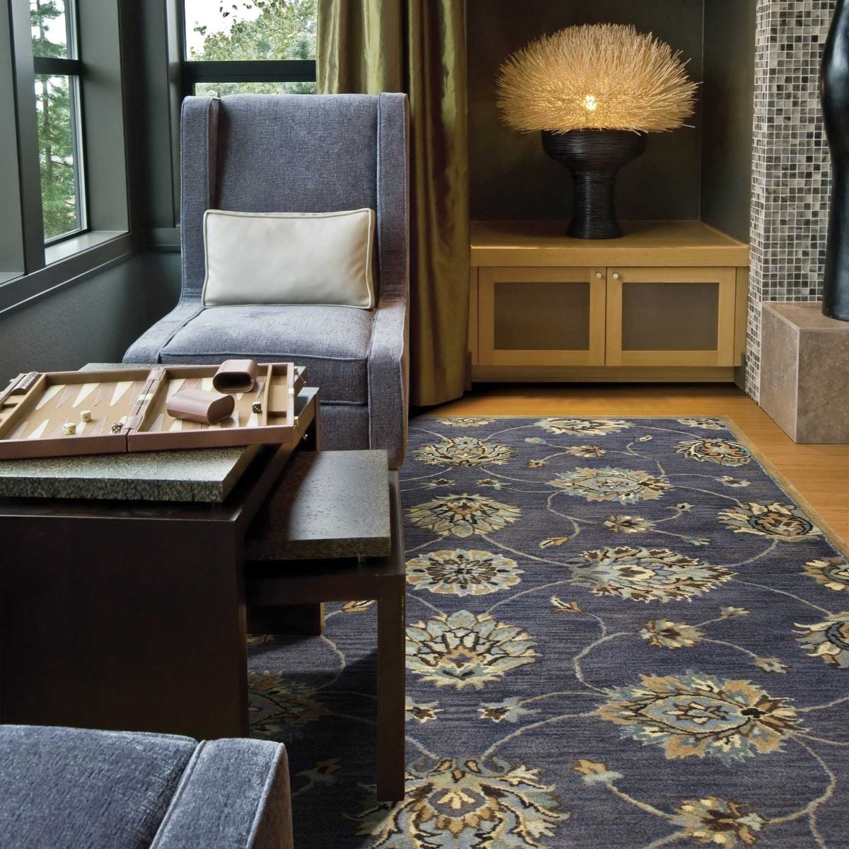 HomeRoots 352325 Bernadette 3 X 5 (ft) Wool Midnight Blue Indoor Abstract Area Rug