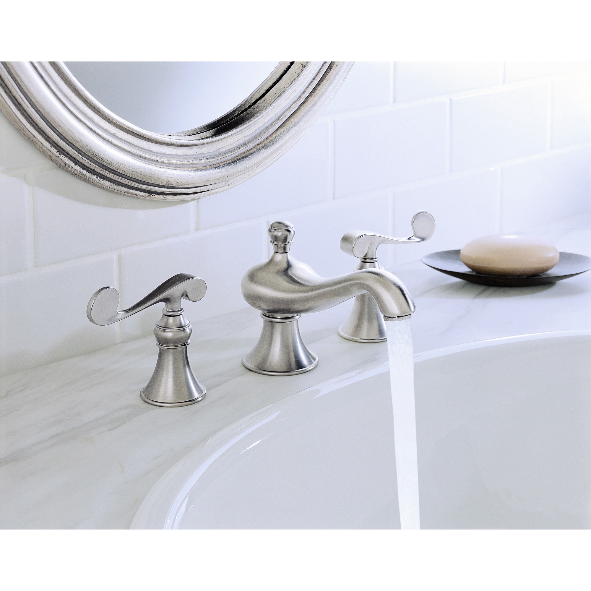 KOHLER Revival Vibrant Brushed Nickel Widespread 2-Handle WaterSense ...