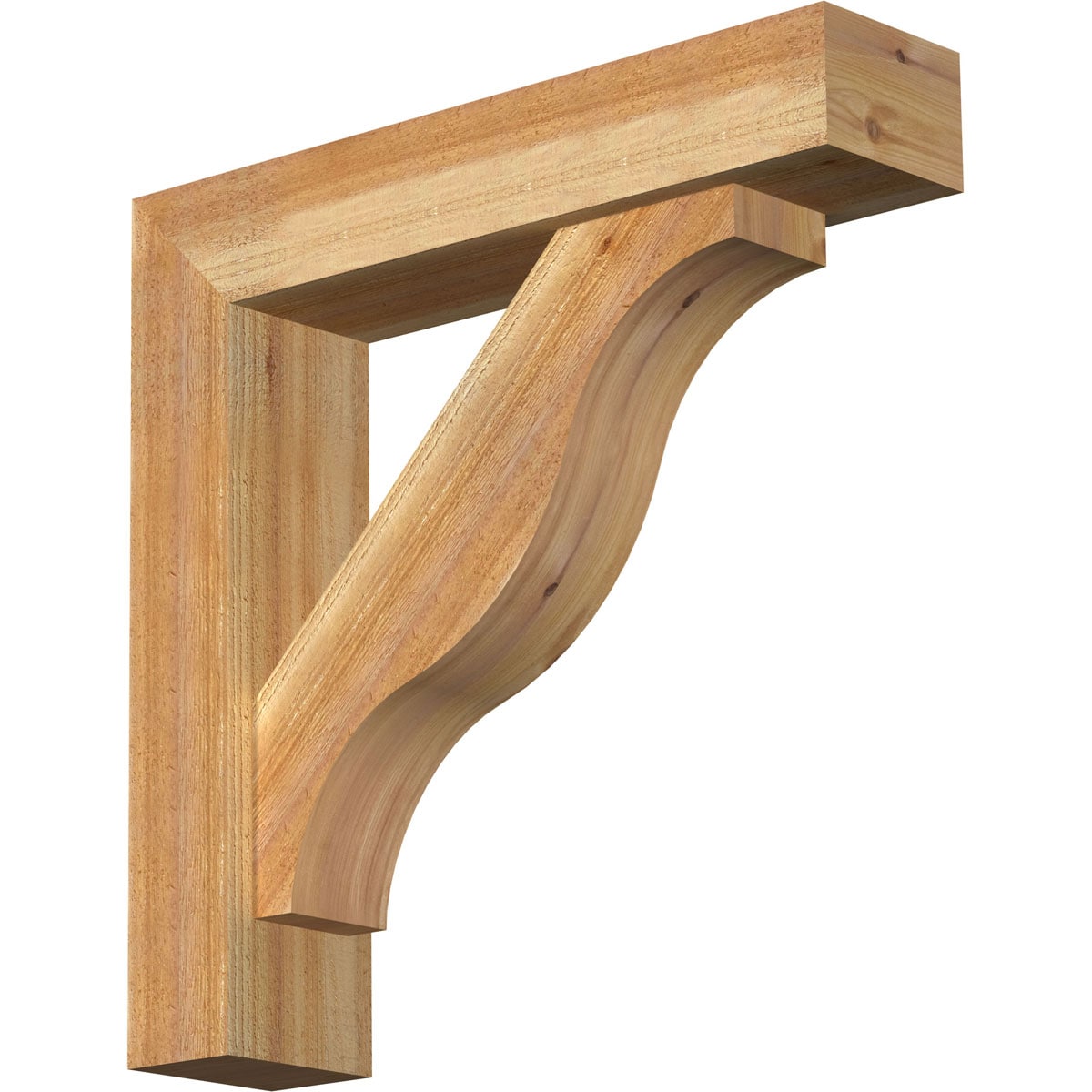 Ekena Millwork 1462249 Funston block rough sawnbracket with offset brace 6-in x 26-in x 26-in Western red cedar Brown Wood Standard bracket