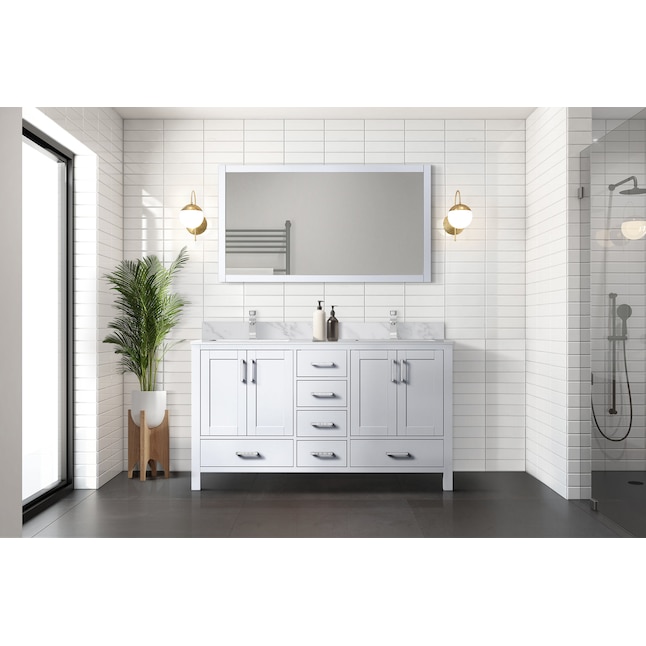 Lexora Jacques 60-in White Undermount Double Sink Bathroom Vanity with ...