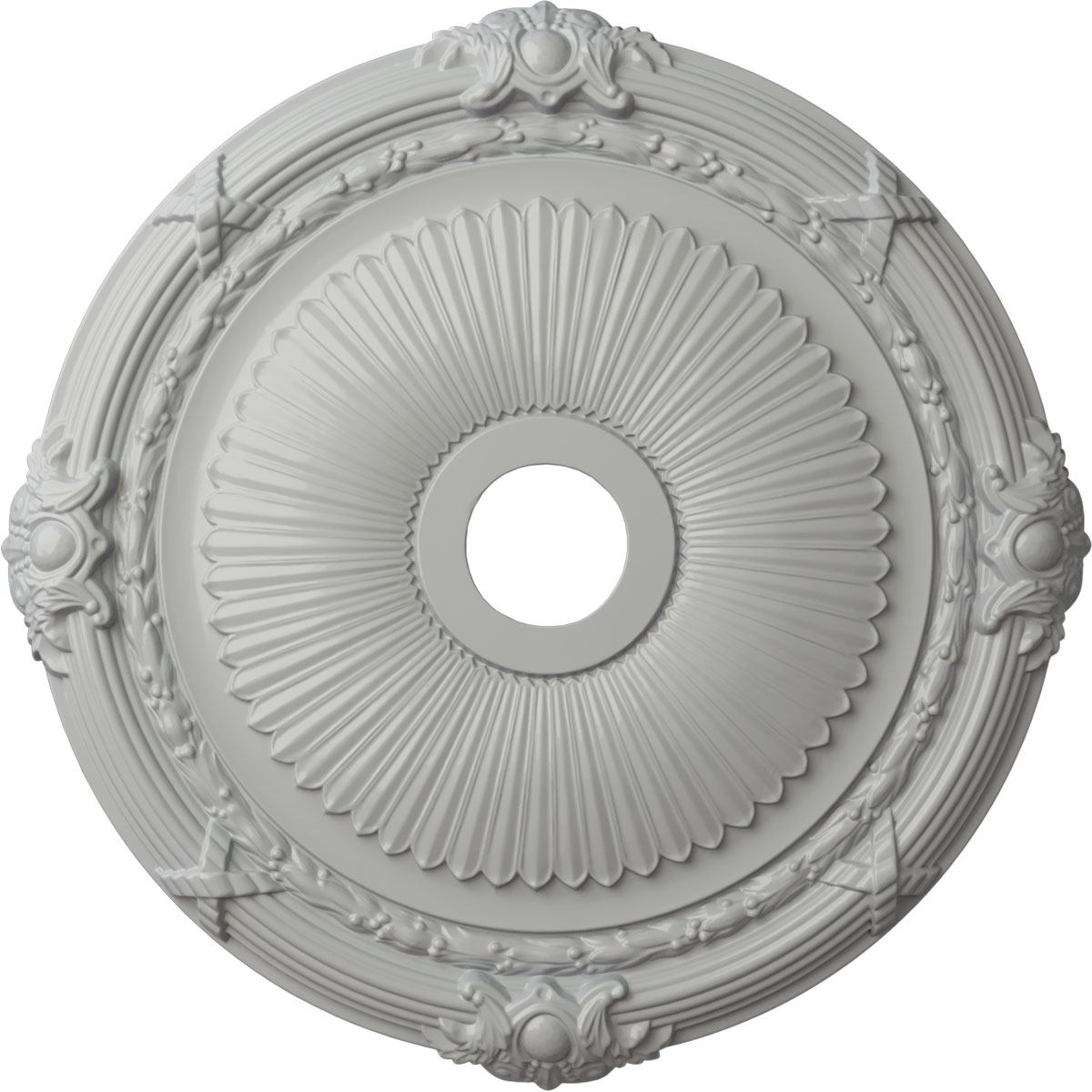 Ekena Millwork CM27HEFRF Heaton 27.5-in W x 27.5-in L Painted Frost Polyurethane Whole Ceiling Medallion