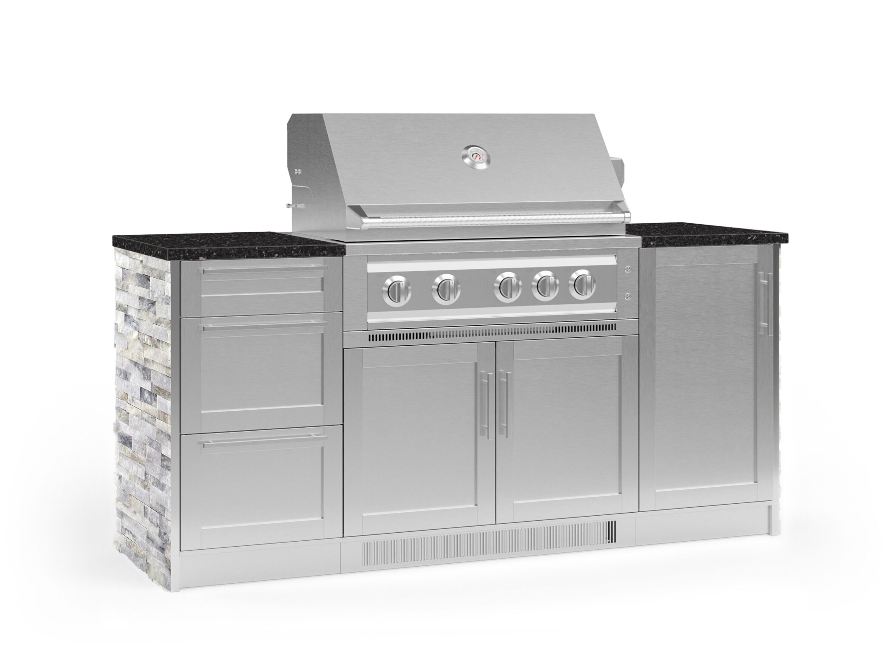 NewAge Products 68264 Signature Series Cabinets Platinum Grill 8 -Piece 75.16-in W x 25.5-in D x 51-in H Modular Outdoor Kitchen Set 5 Burners