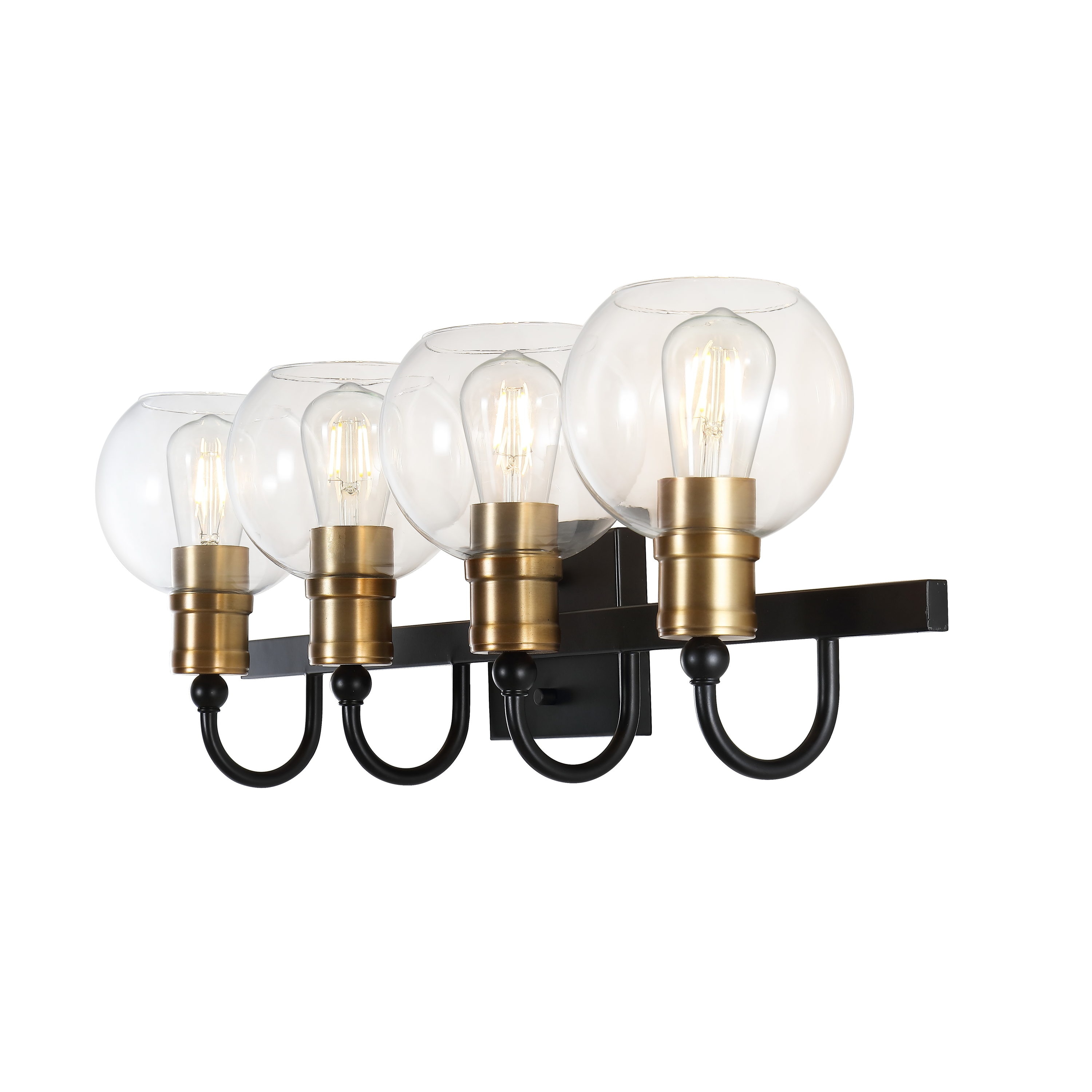 Espanola Black Iron 4-Light Vanity with Clear Glass Globes