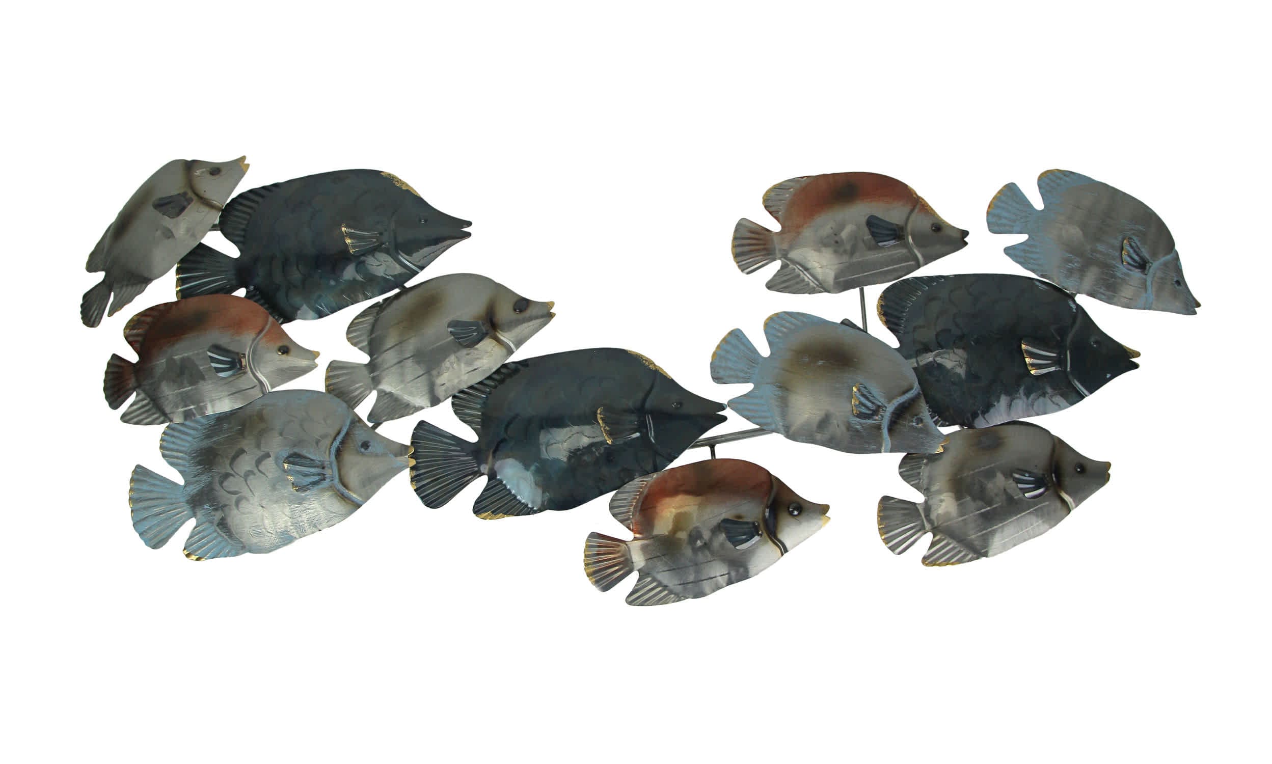 Chesapeake Bay JDY-72001 38 Inch Metal Wall Hanging Fish School Sculpture Sealife Beach Home Decor Art