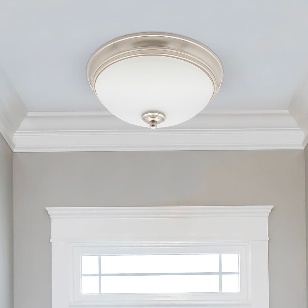 Maxxima MCL-5111700SN Ceiling Mount 1 -Light 10.8-in Satin Nickel Integrated LED Flush Mount Light ENERGY STAR Certified